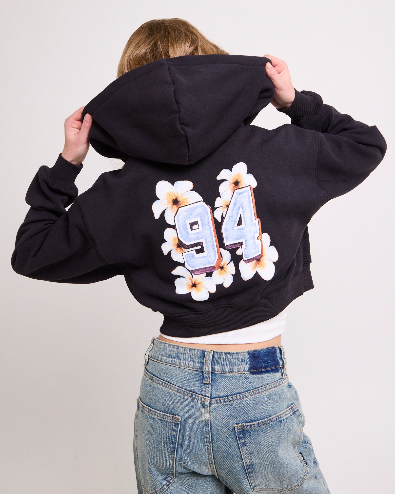 【U LAN】Police Semi-Crop Over Printed Hood Zip-Up 25e91209-7bfa-46f4-87e5-