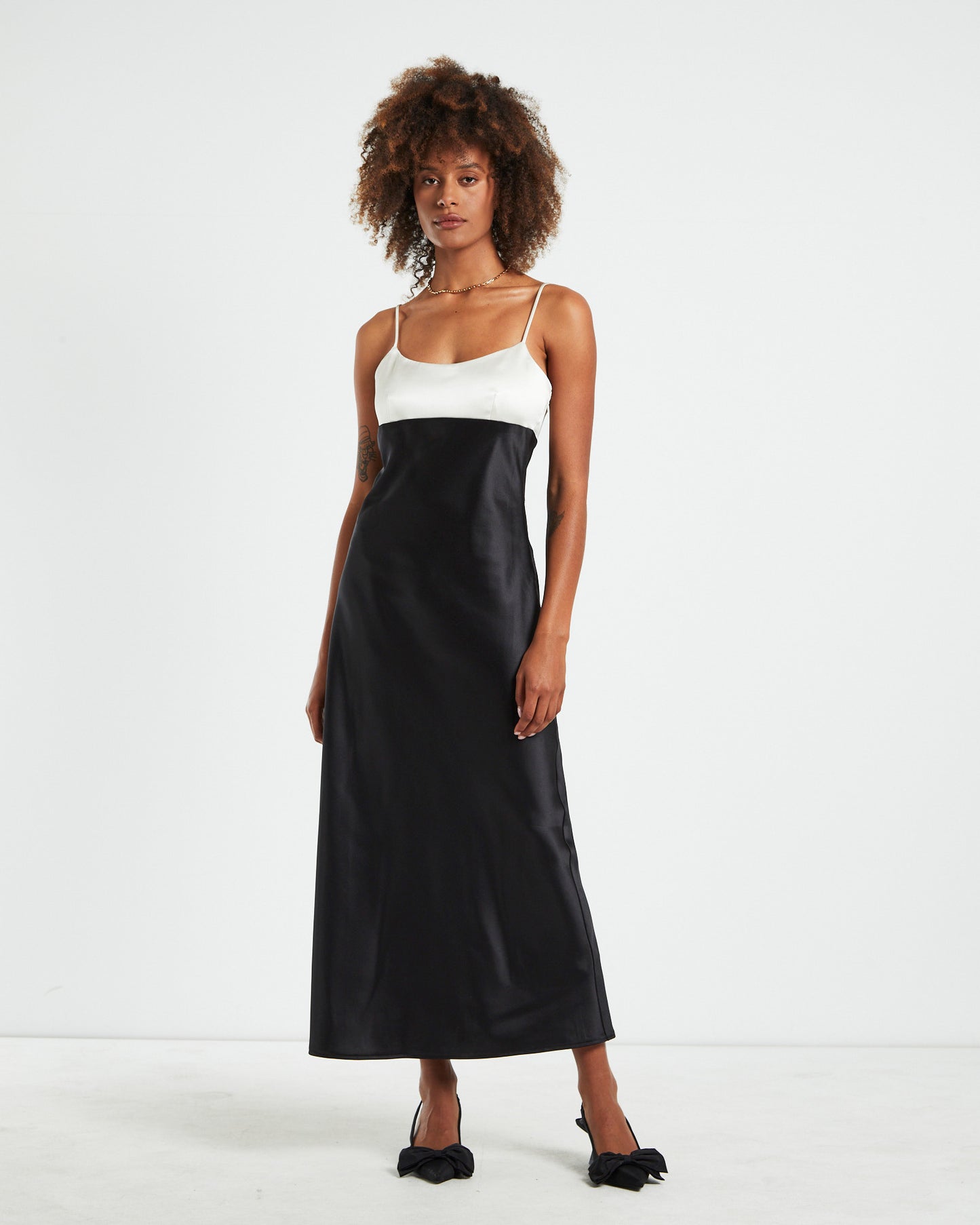 Amanda Colour Block Slip Dress Black/WHite