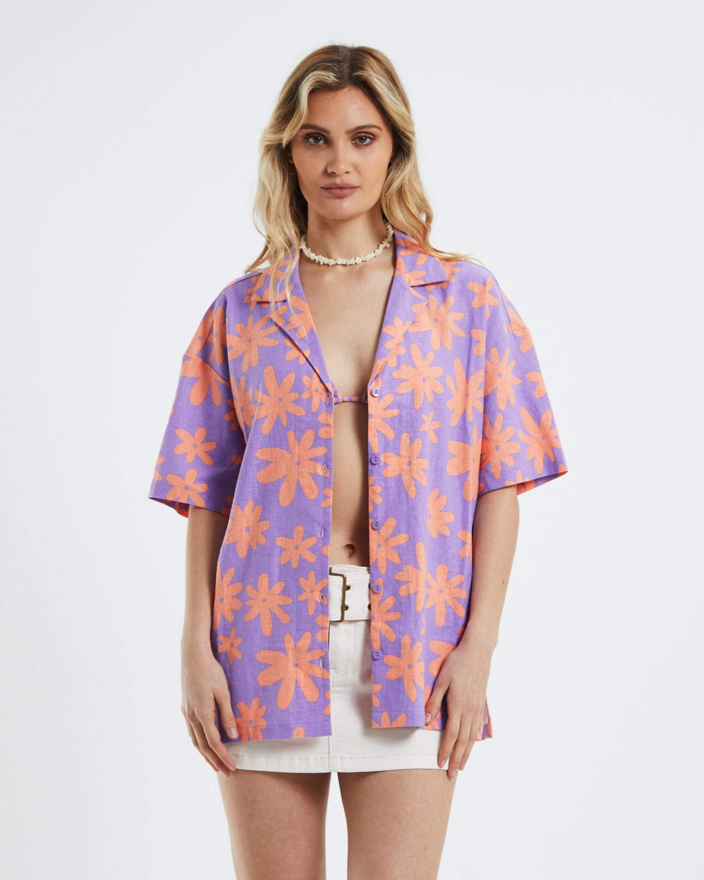 Leanna Happy Place Aloha Shirt Purple