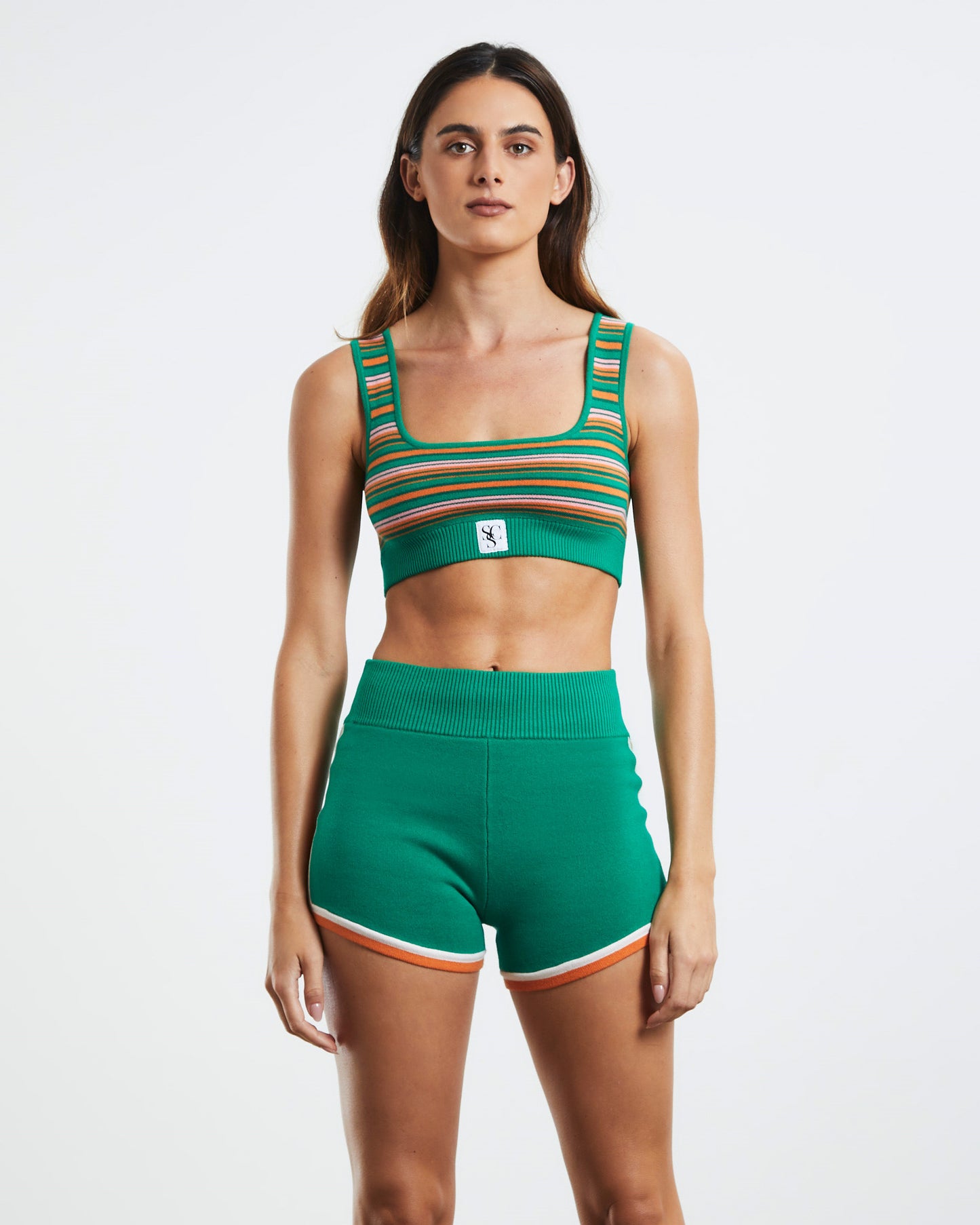 Kendall Stripe Crop Top Green
