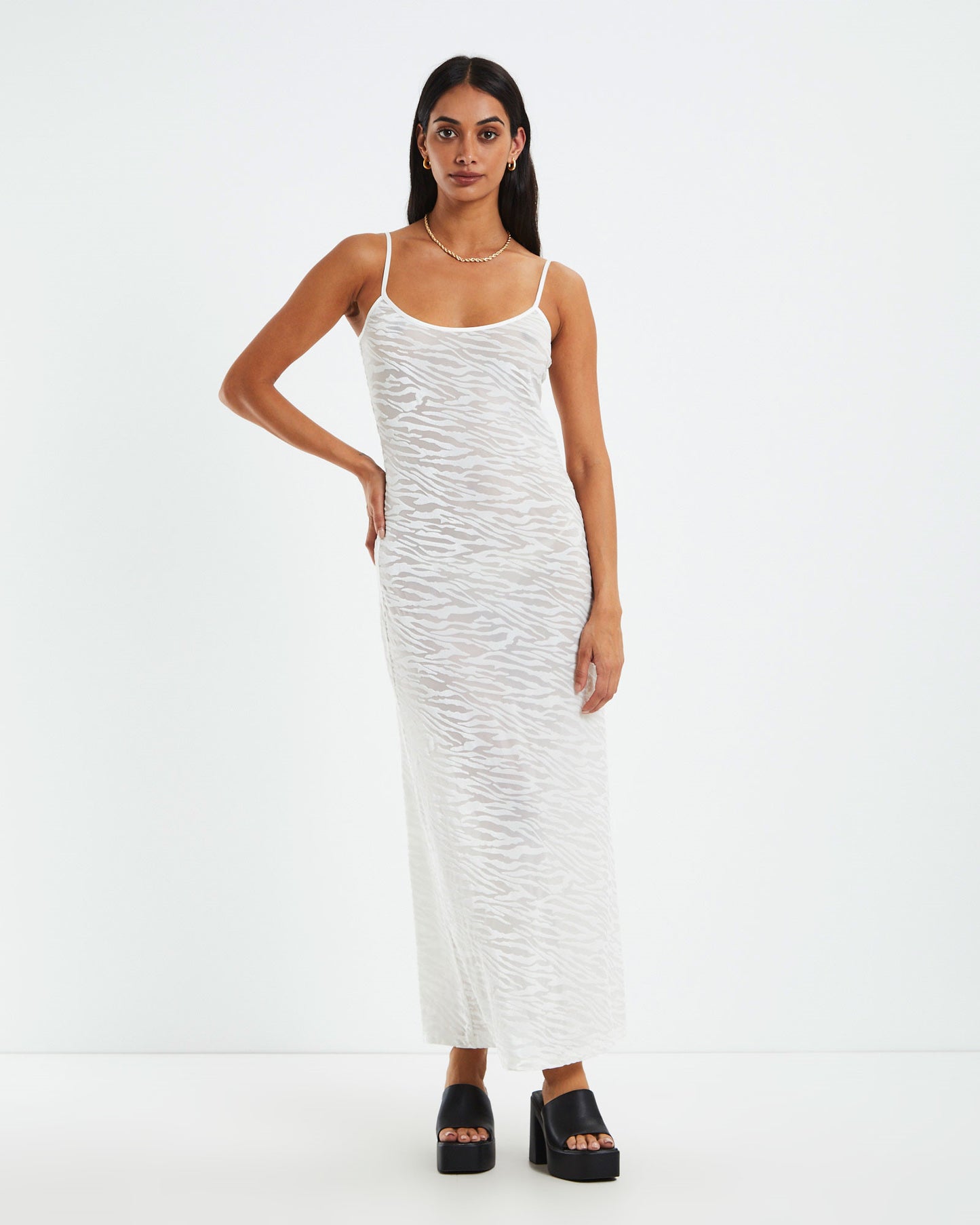 Lottie Mesh Slip Dress White