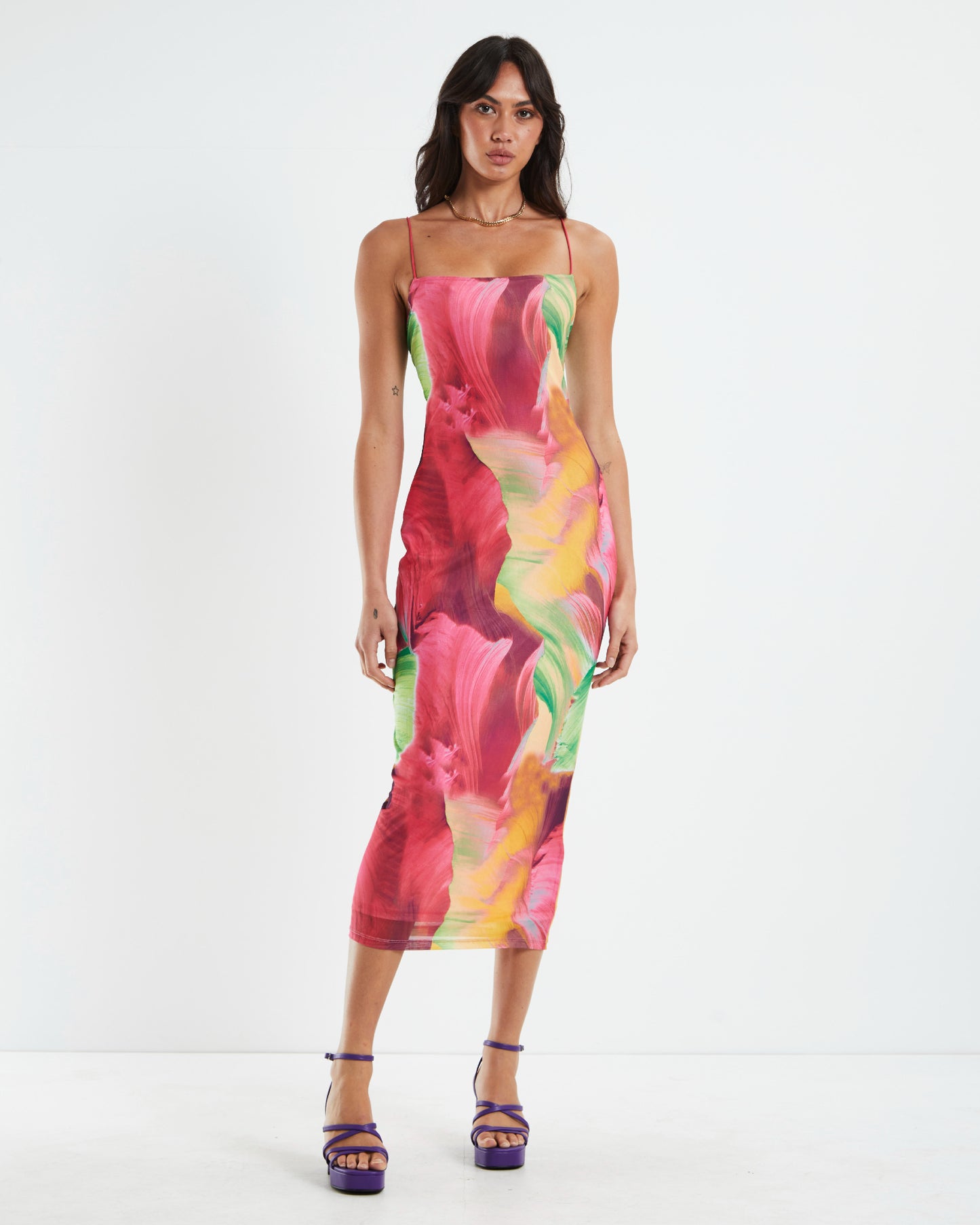 Carmen Mesh Midi Dress Assorted