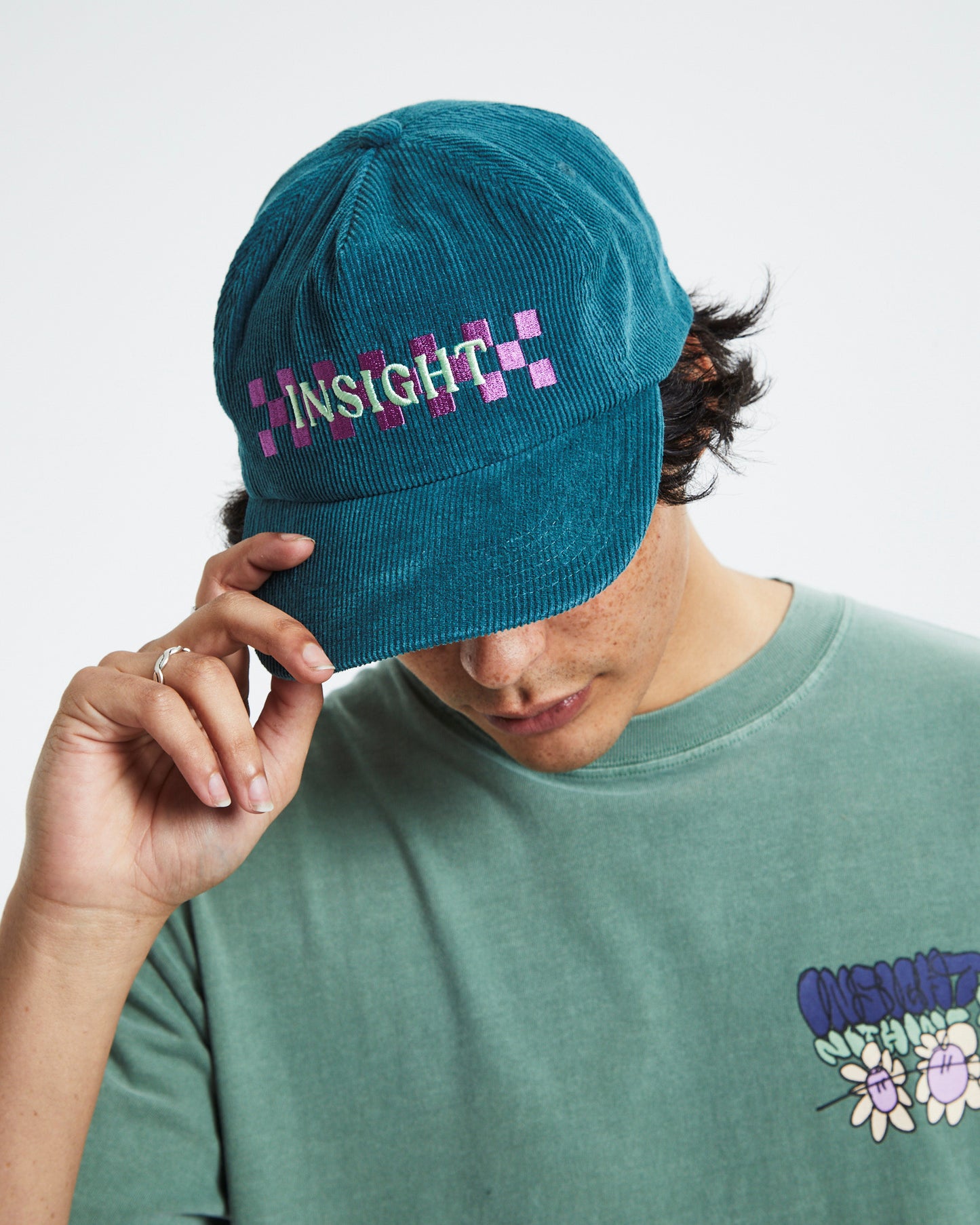 Checker Cord Cap Off Teal