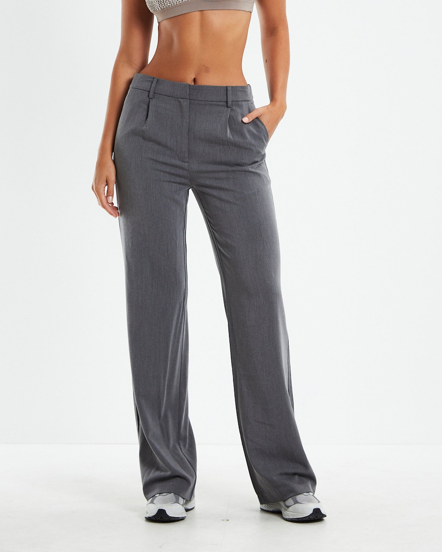 Tia Low Rise Suit Pants Grey
