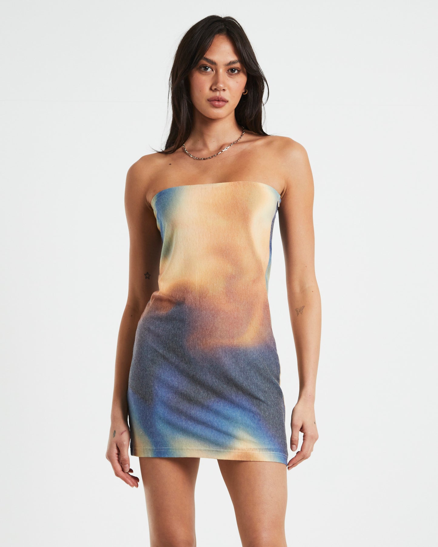 Della Printed Strapless Knit Mini Dress in Assorted