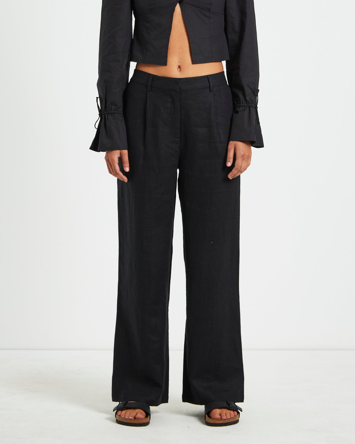 Jemimah Linen Trouser in Black