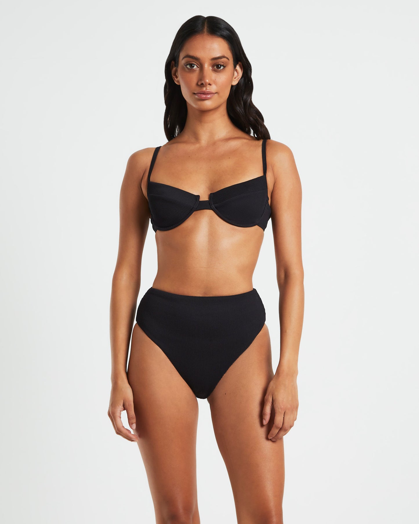Rib Cut Out Underwire Bikini Top Bikini Top
