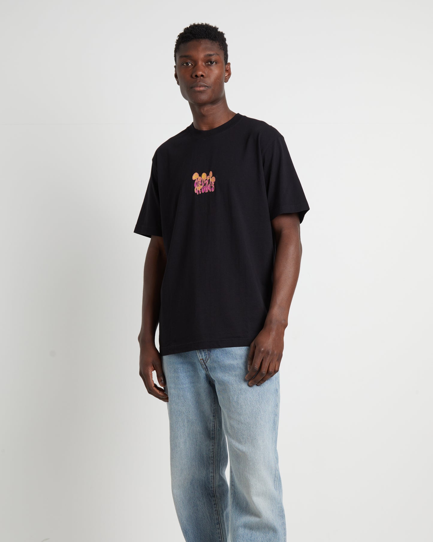 Psychedelic Retro Fit Short Sleeve T-Shirt in Black