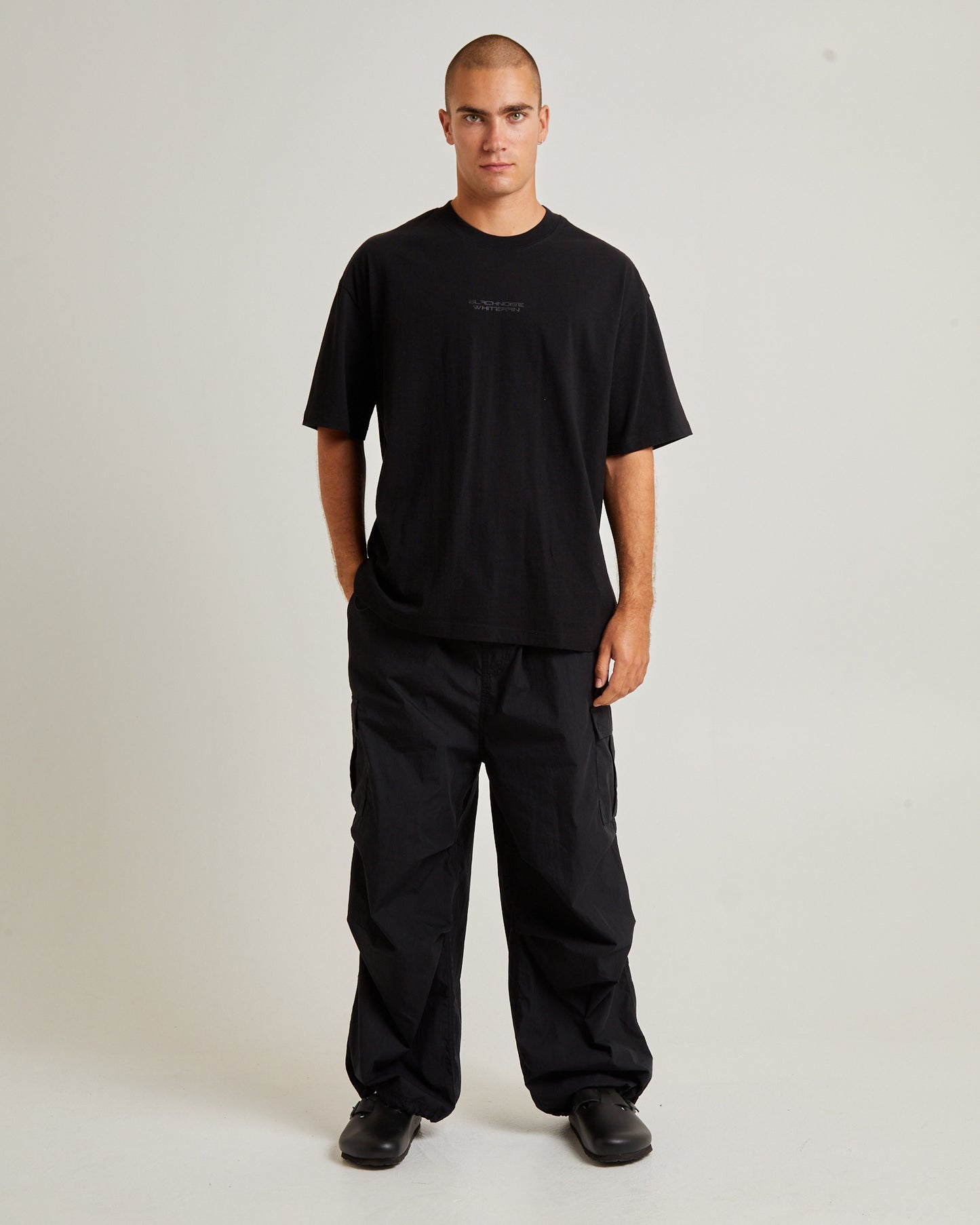 Oversized Parachute Cargo Pant in Black