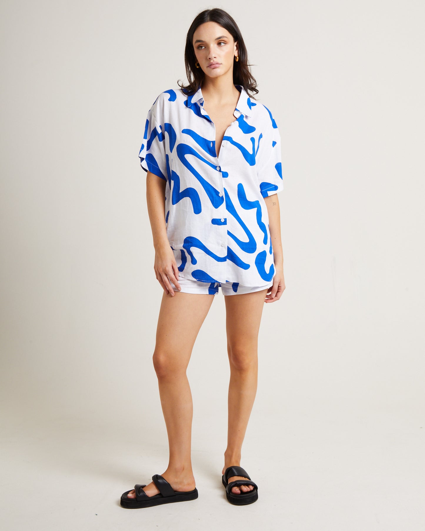 Charlie Swirl Short Sleeve Shirt in Blue