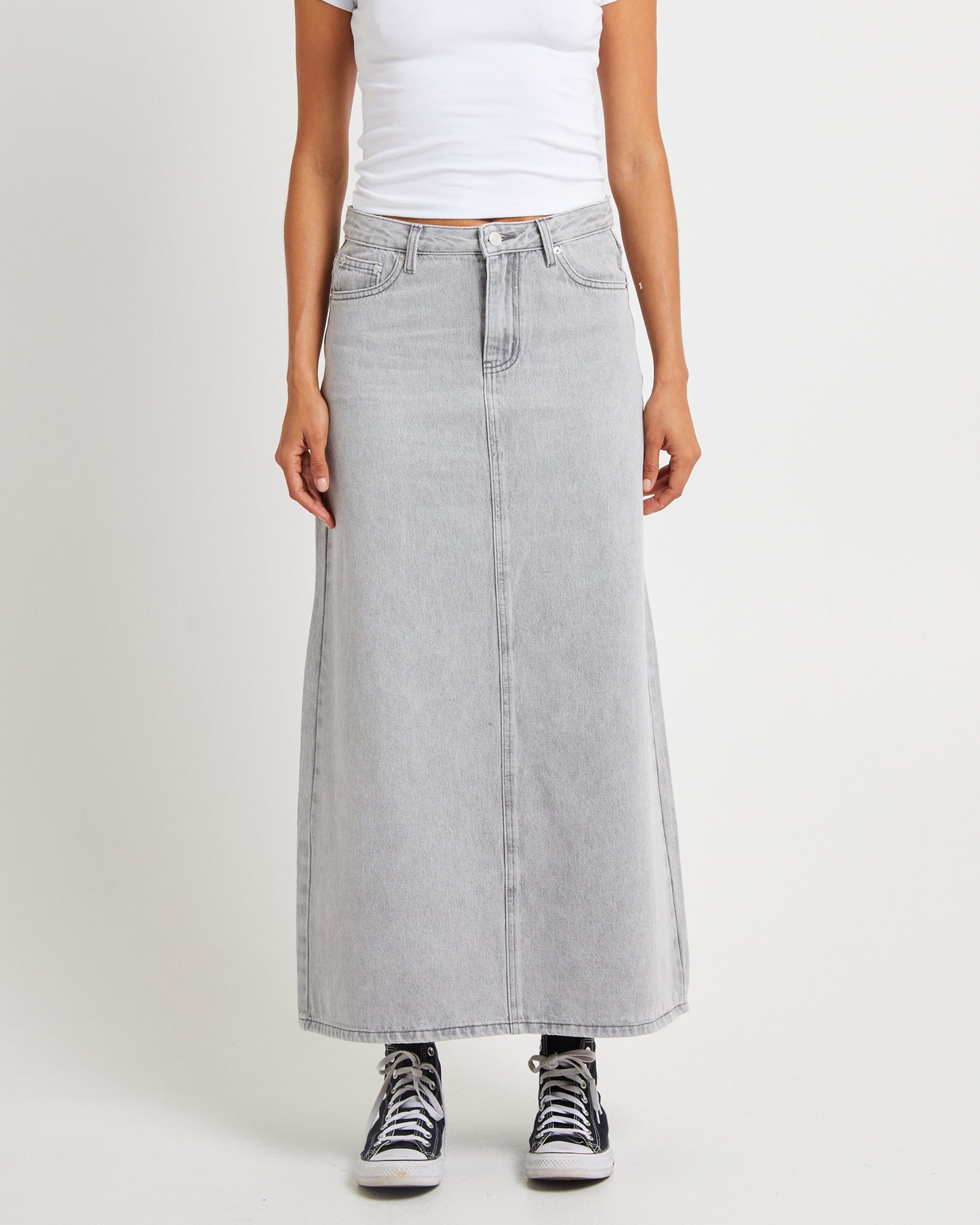 Nala Maxi Denim Skirt Pebble
