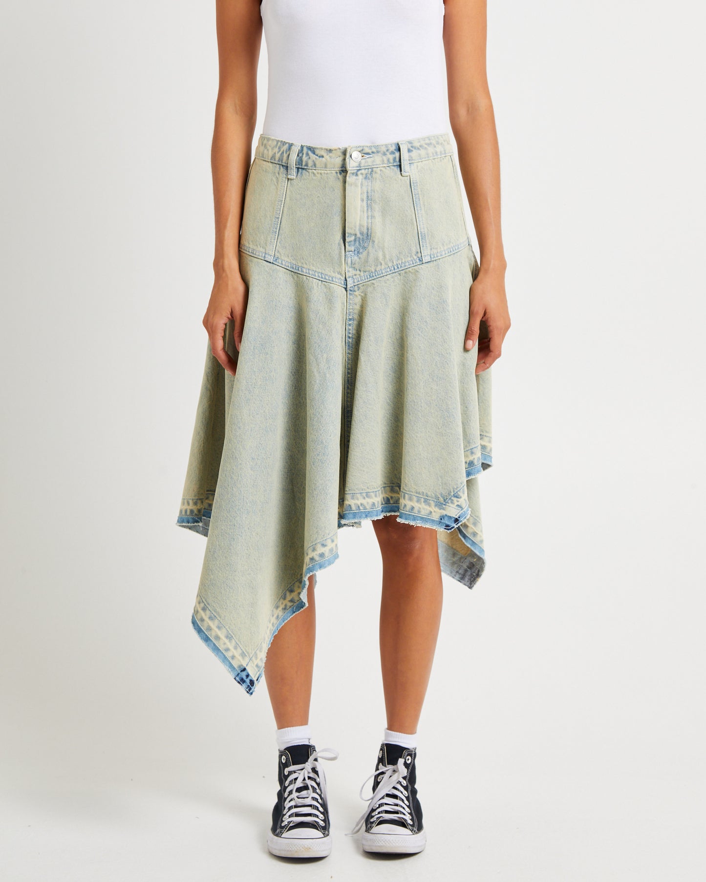 Lopez Handkerchief Hem Denim Skirt