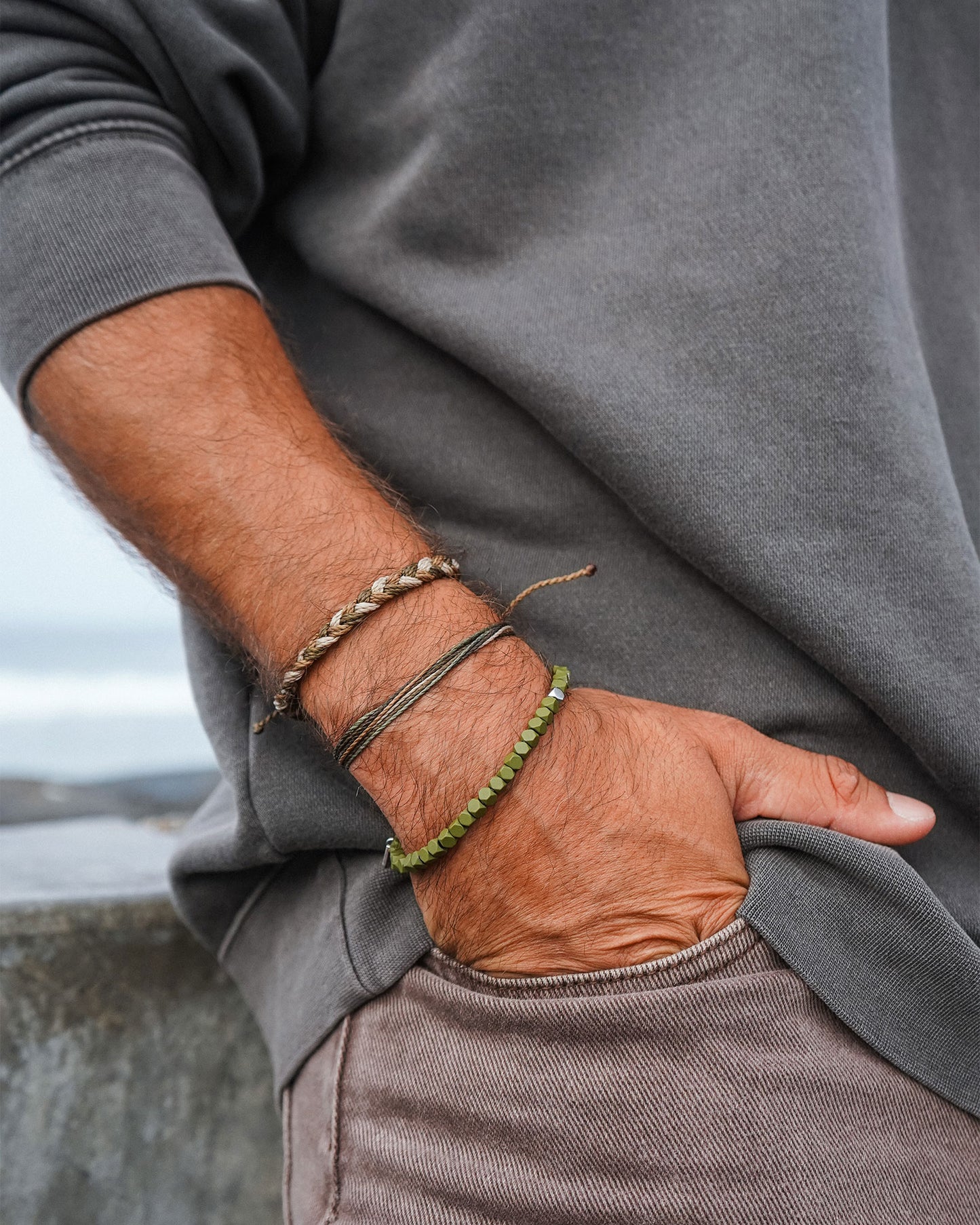 Men's Coated Hematite Stretch Bracelet