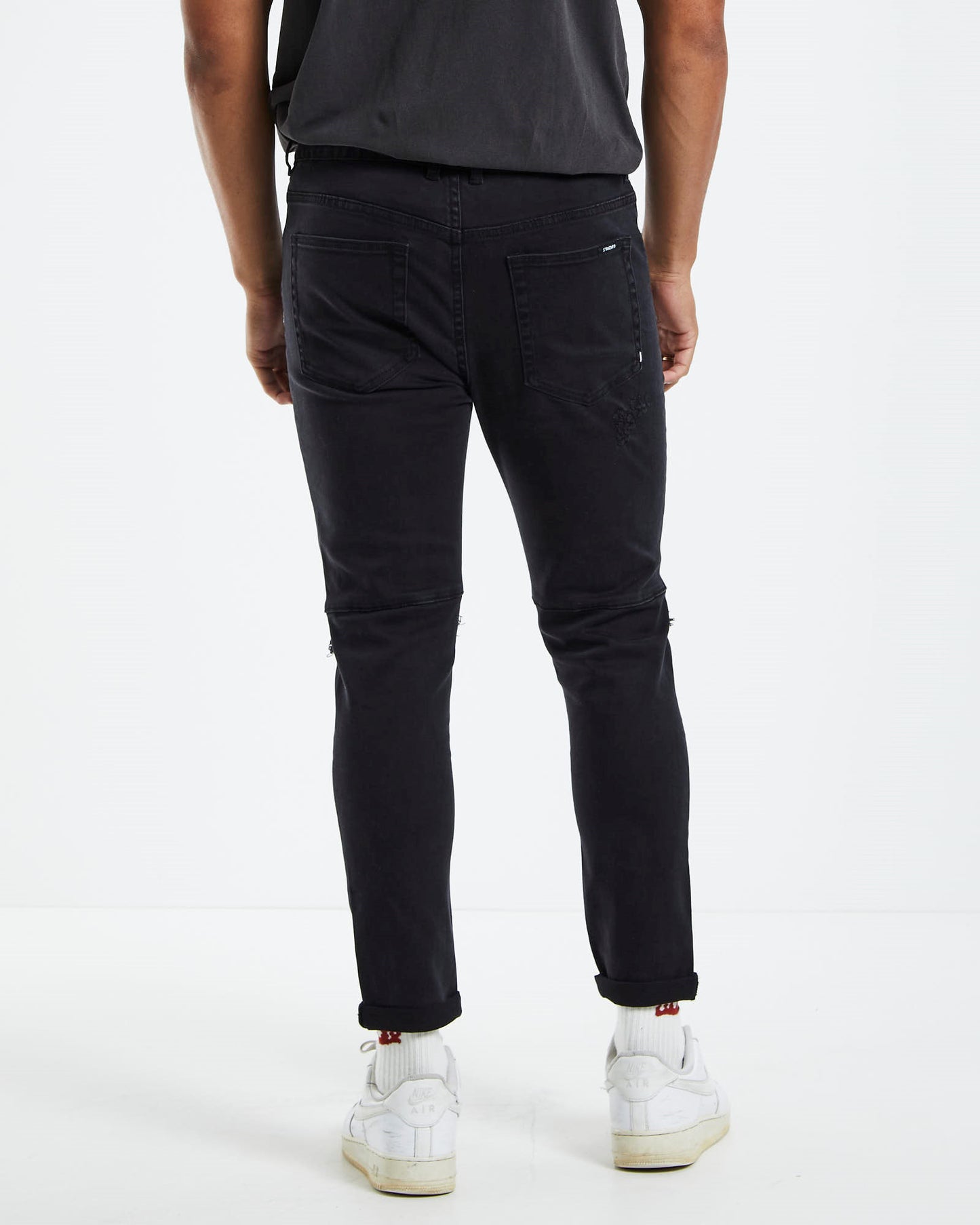 Offset Panel Skinny Jeans Flat Black