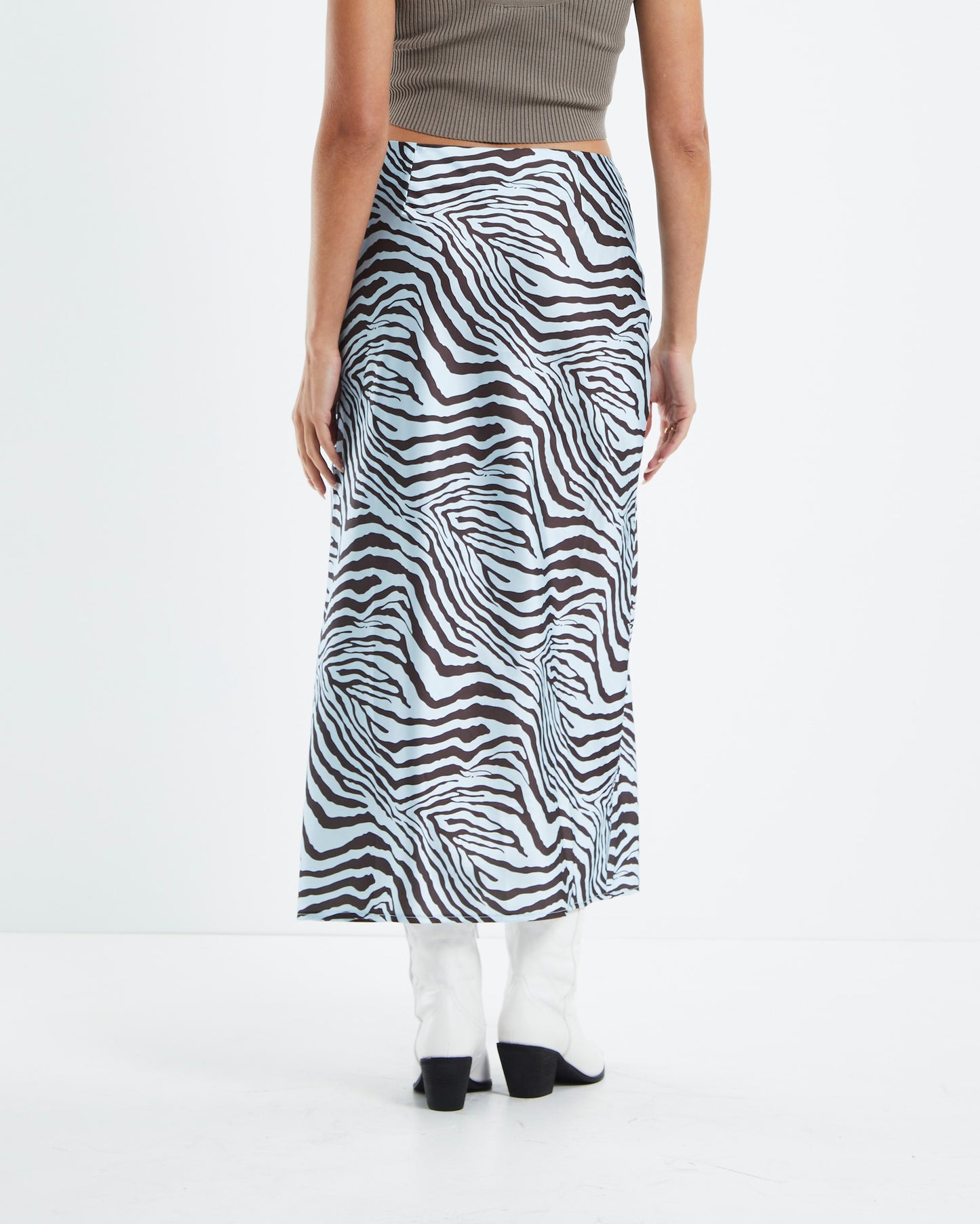Zuri Zebra V Waist Silky Maxi Skirt