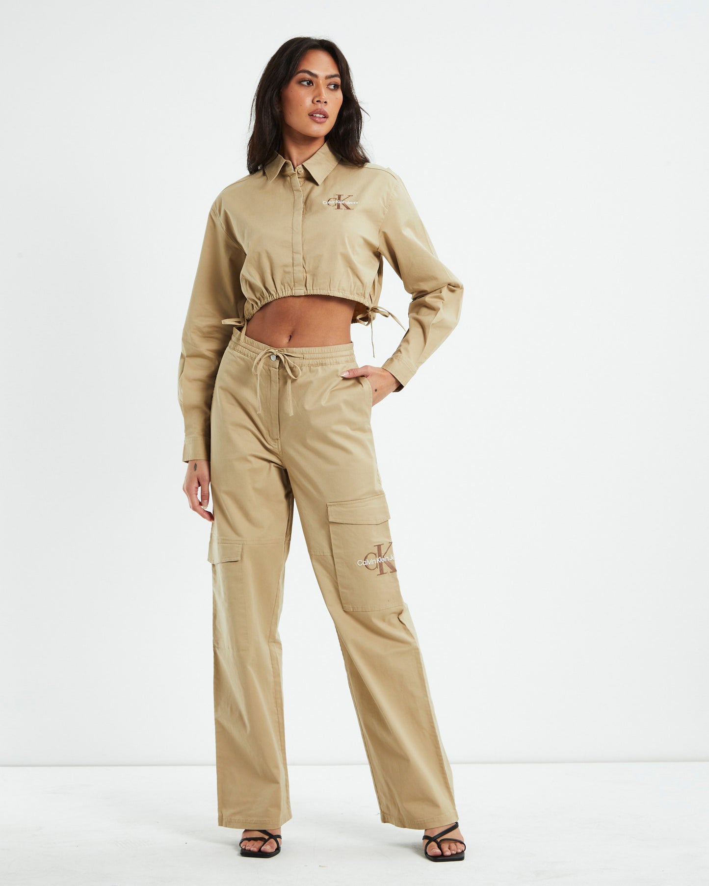 Archival Monologo Cropped Shirt Travertine