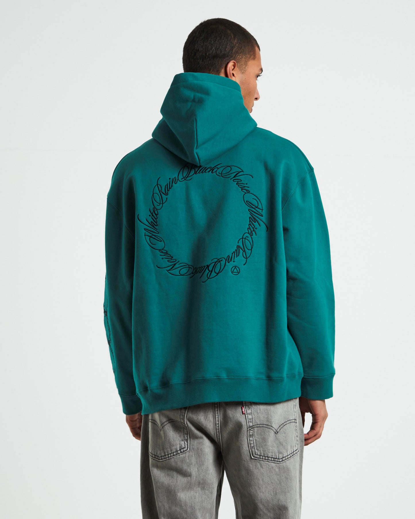 Embroidering Hoodie Pine Green