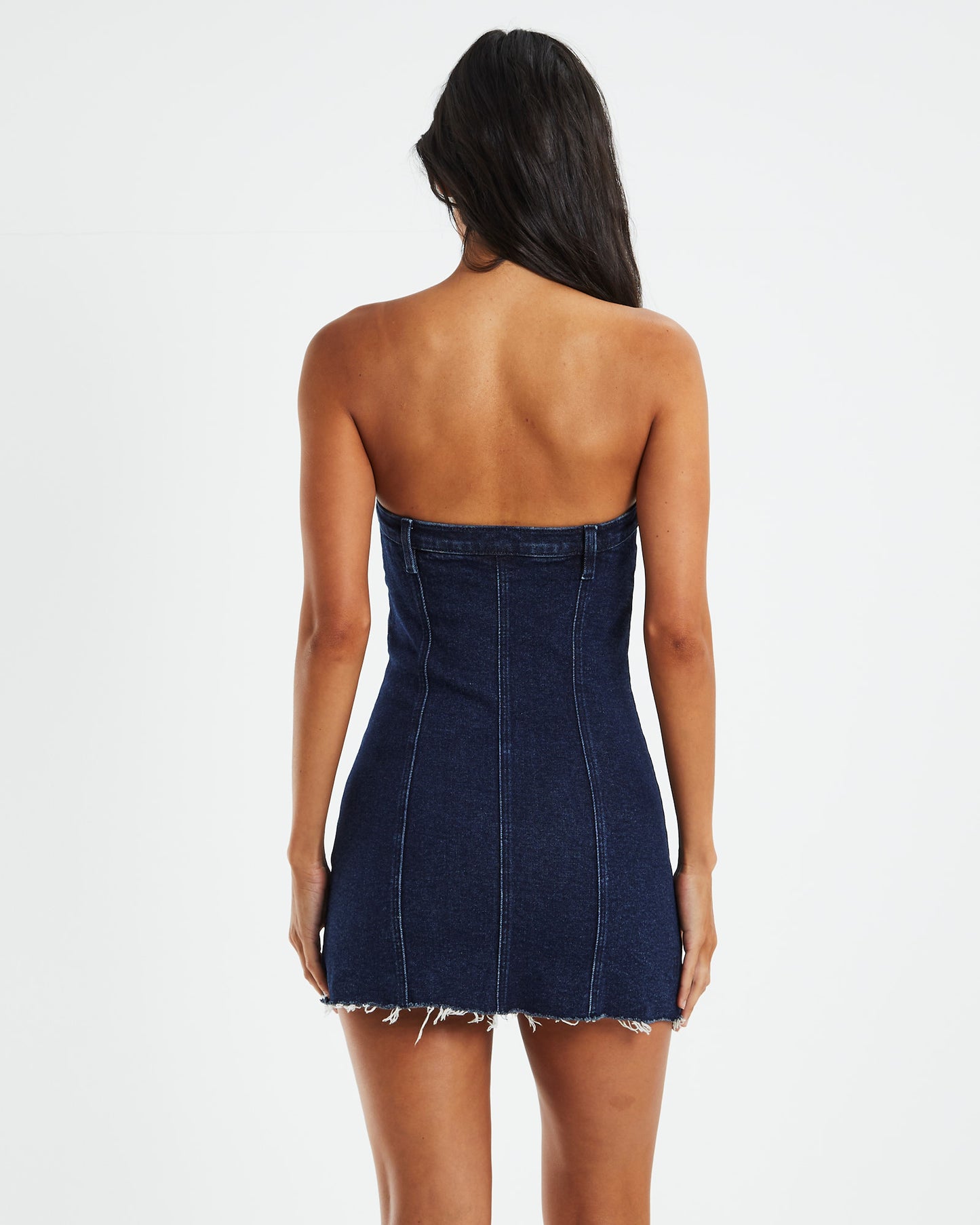 Marella Corset Denim Tube Dress Blue