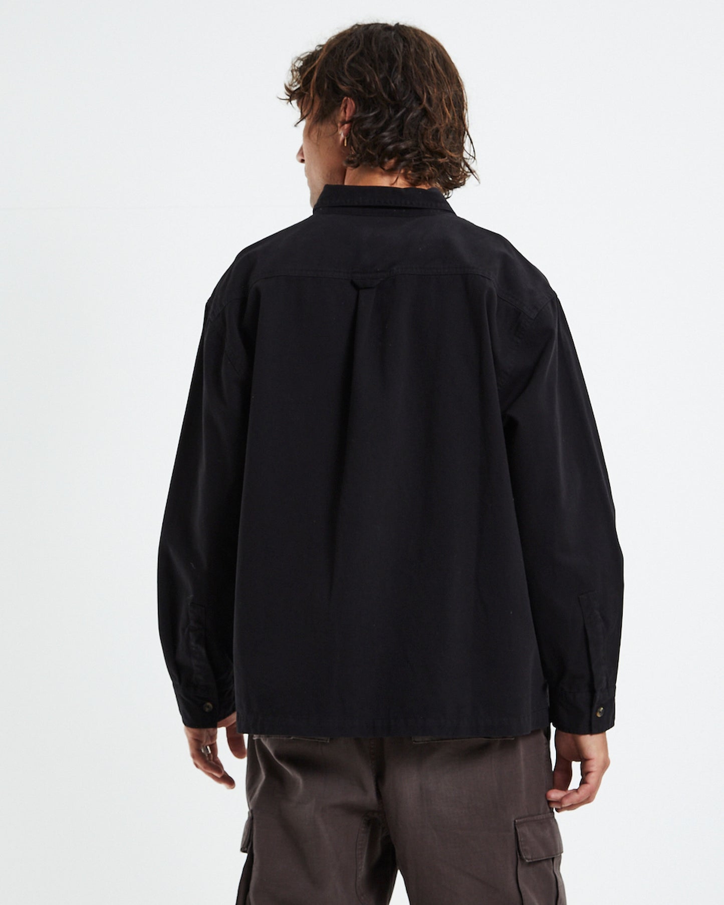 Long Sleeve Worker Shirt Black