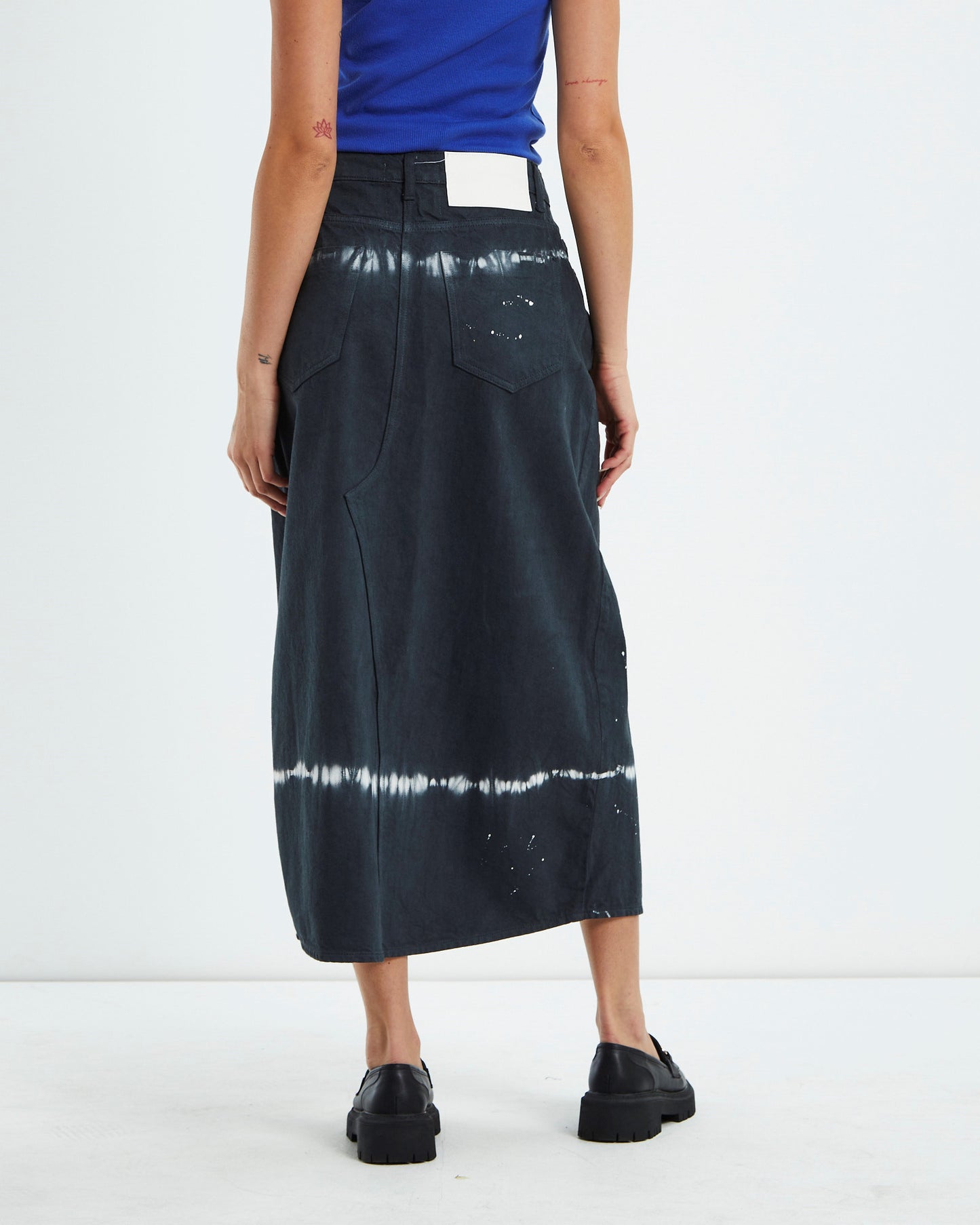 Black Magic Rocko Long Length Denim Skirt Black