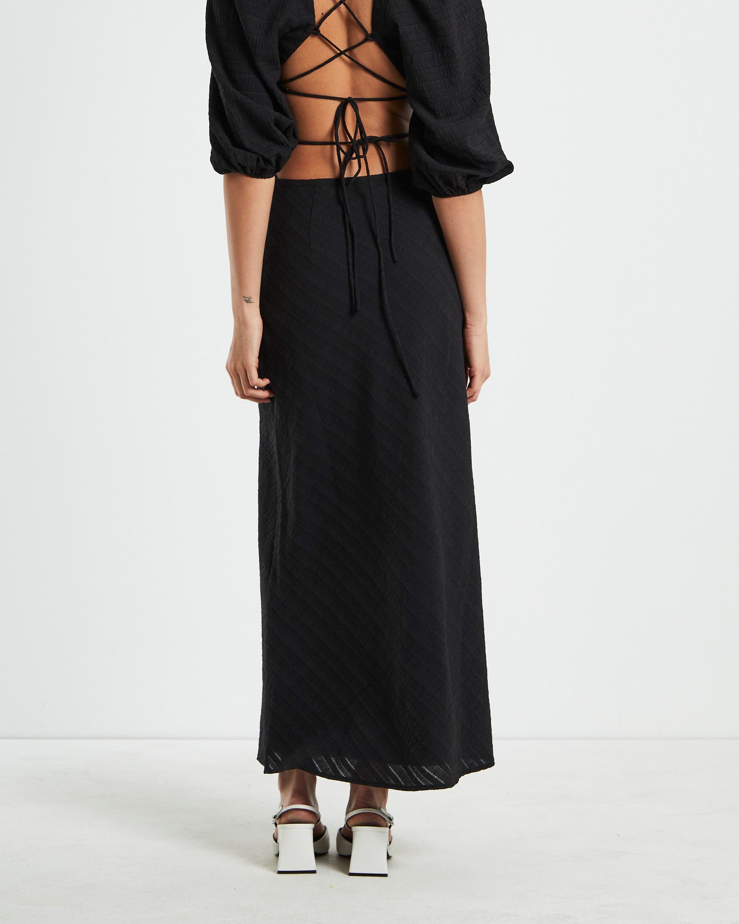 Wren Wrap Midi Skirt in Black