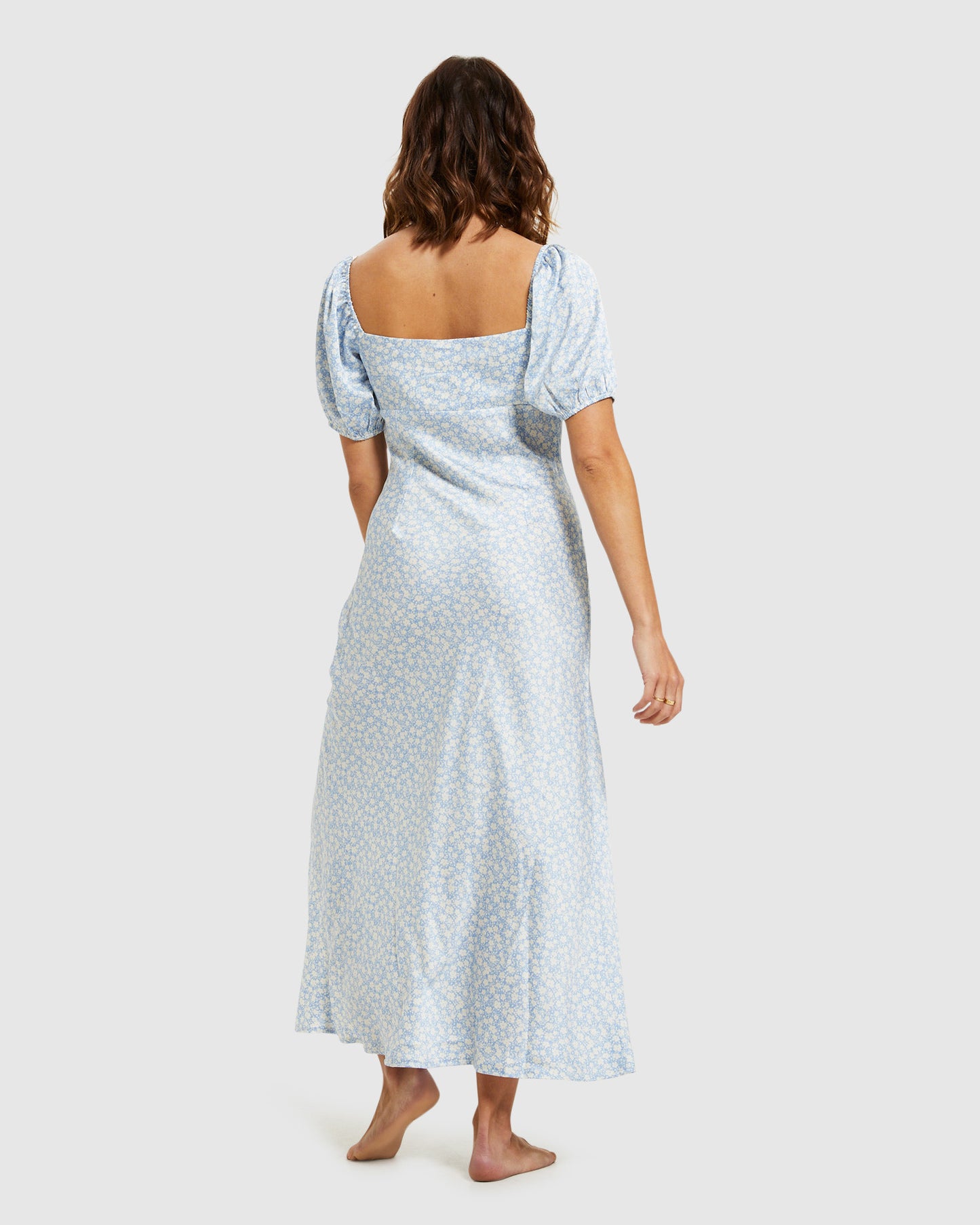 Ava Mono Print Midi Dress Blue/White