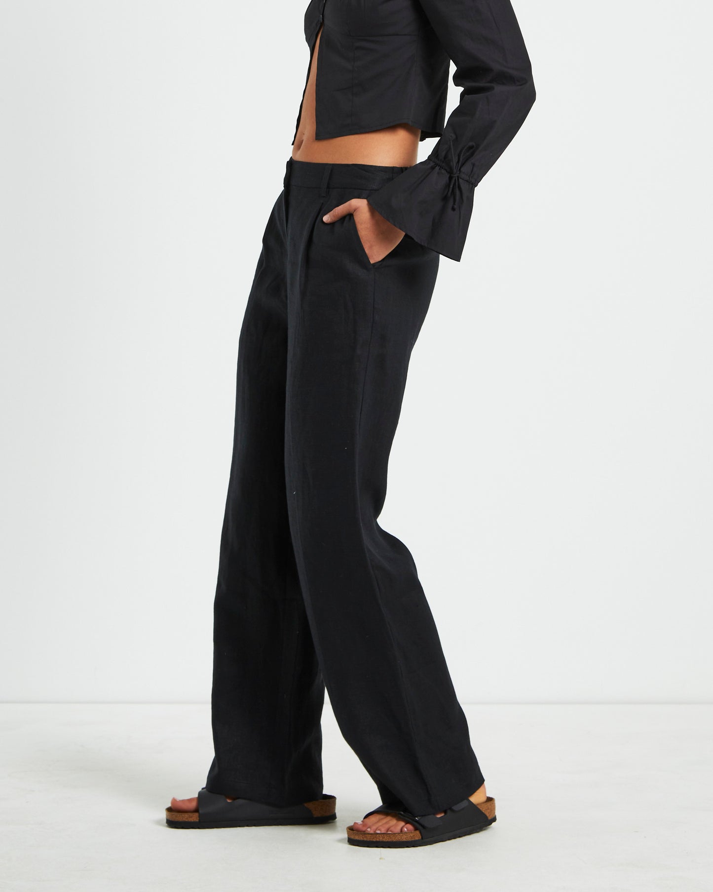 Jemimah Linen Trouser in Black
