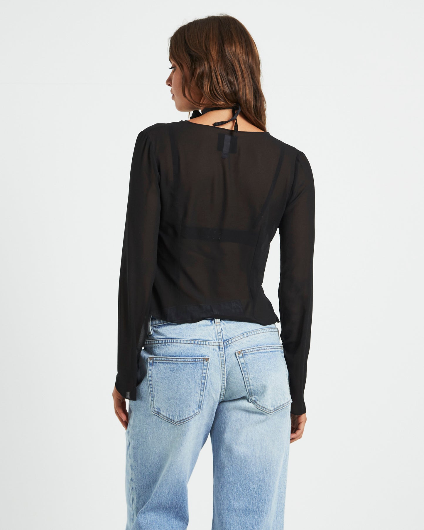 Ivy Laced Sheer Top Black