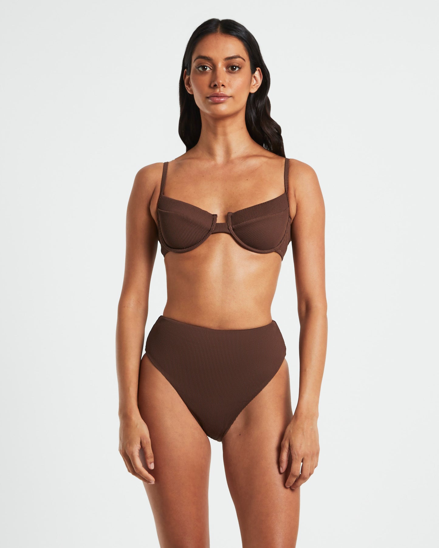 Rib Cut Out Underwire Bikini Top Bikini Top