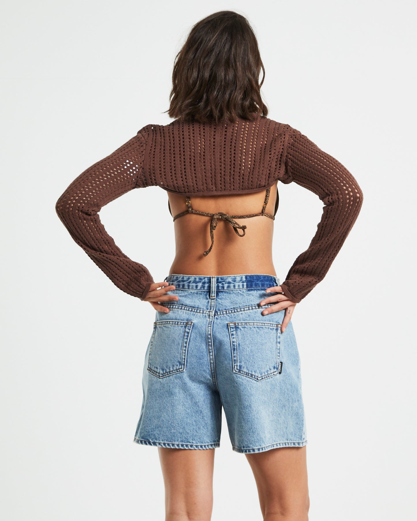 Pennie Crochet Bolero in Chocolate Brown