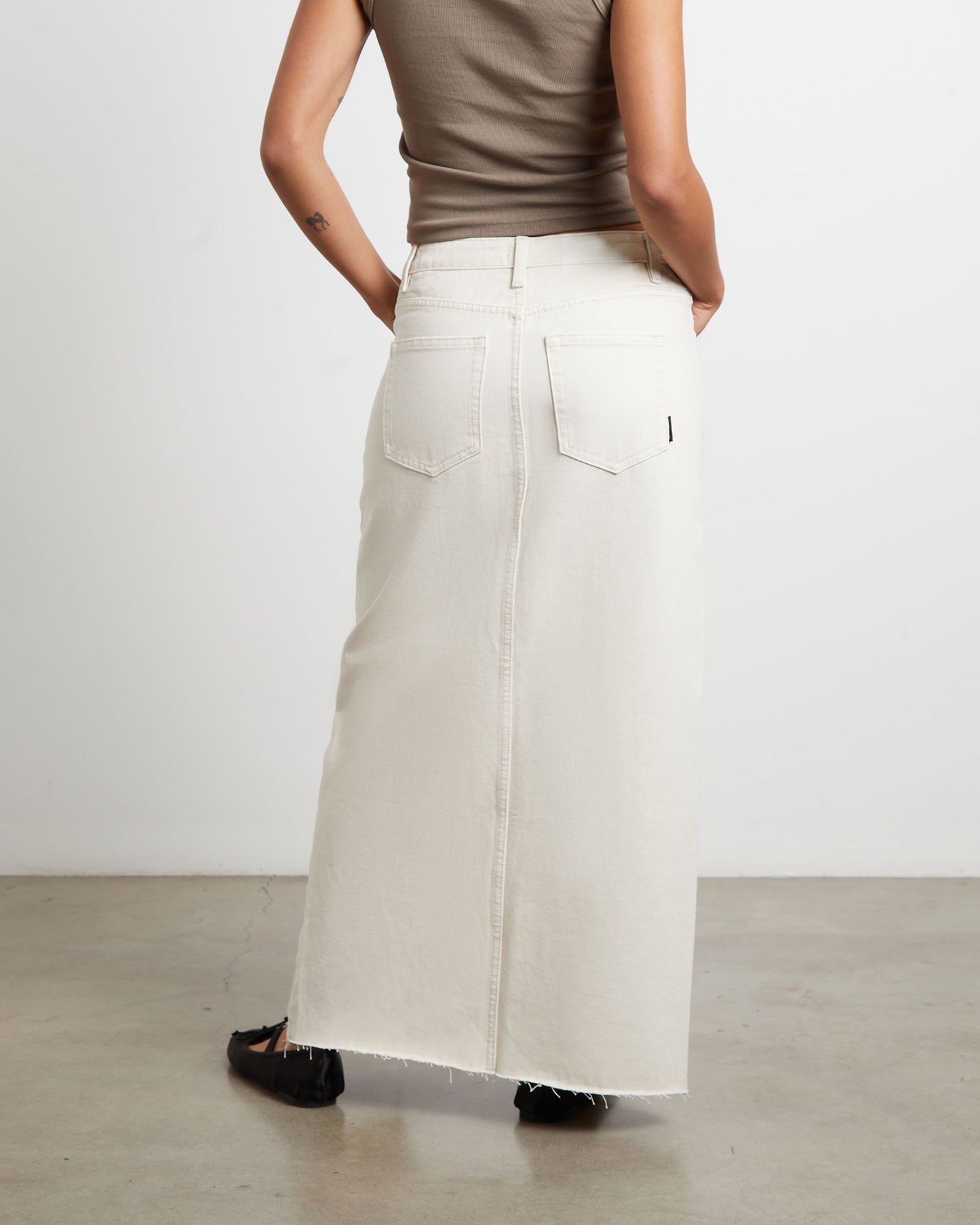 Eva Maxi Denim Skirt in Chalk