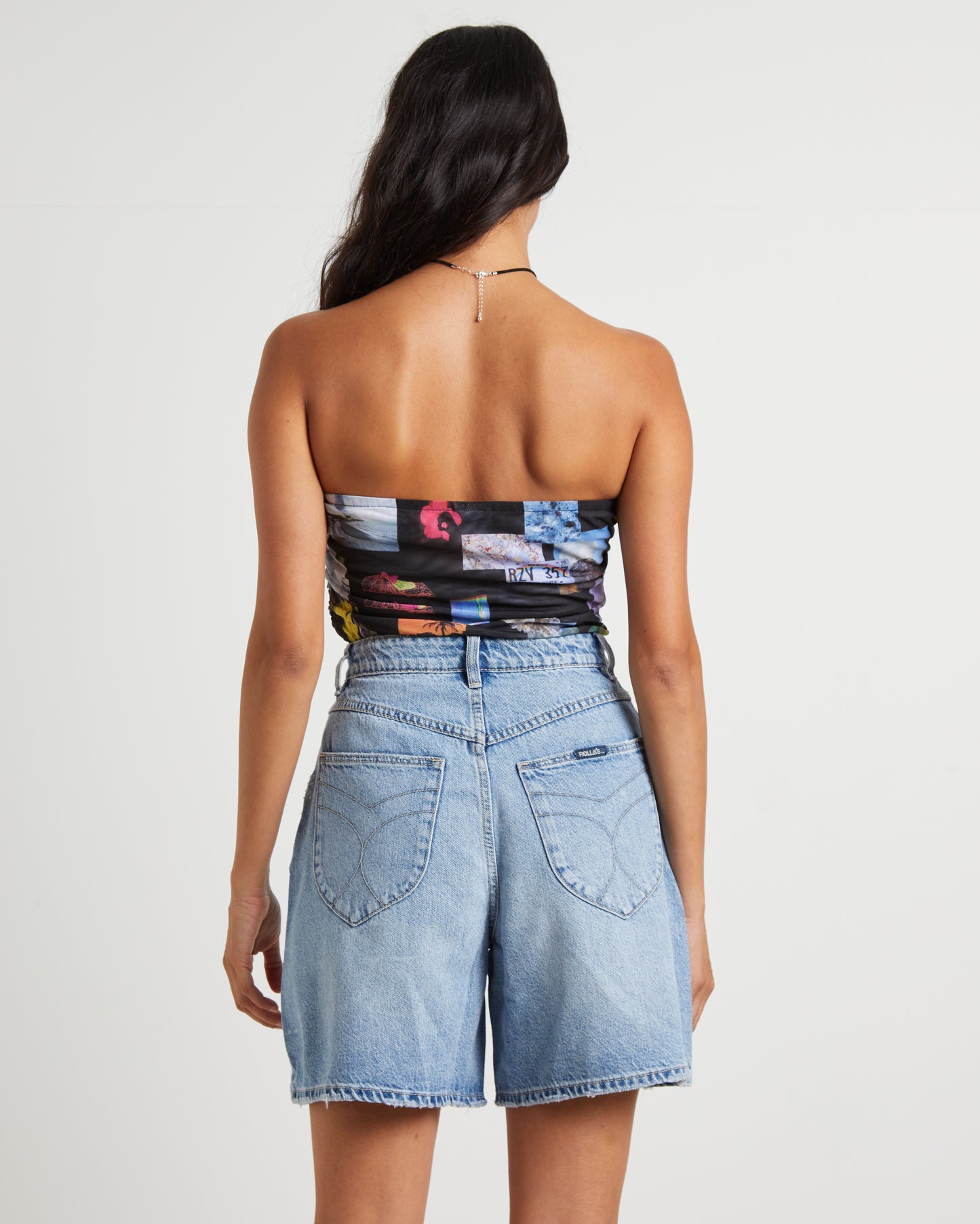 Under Pressure Recycled Sheer Strapless Top in Black