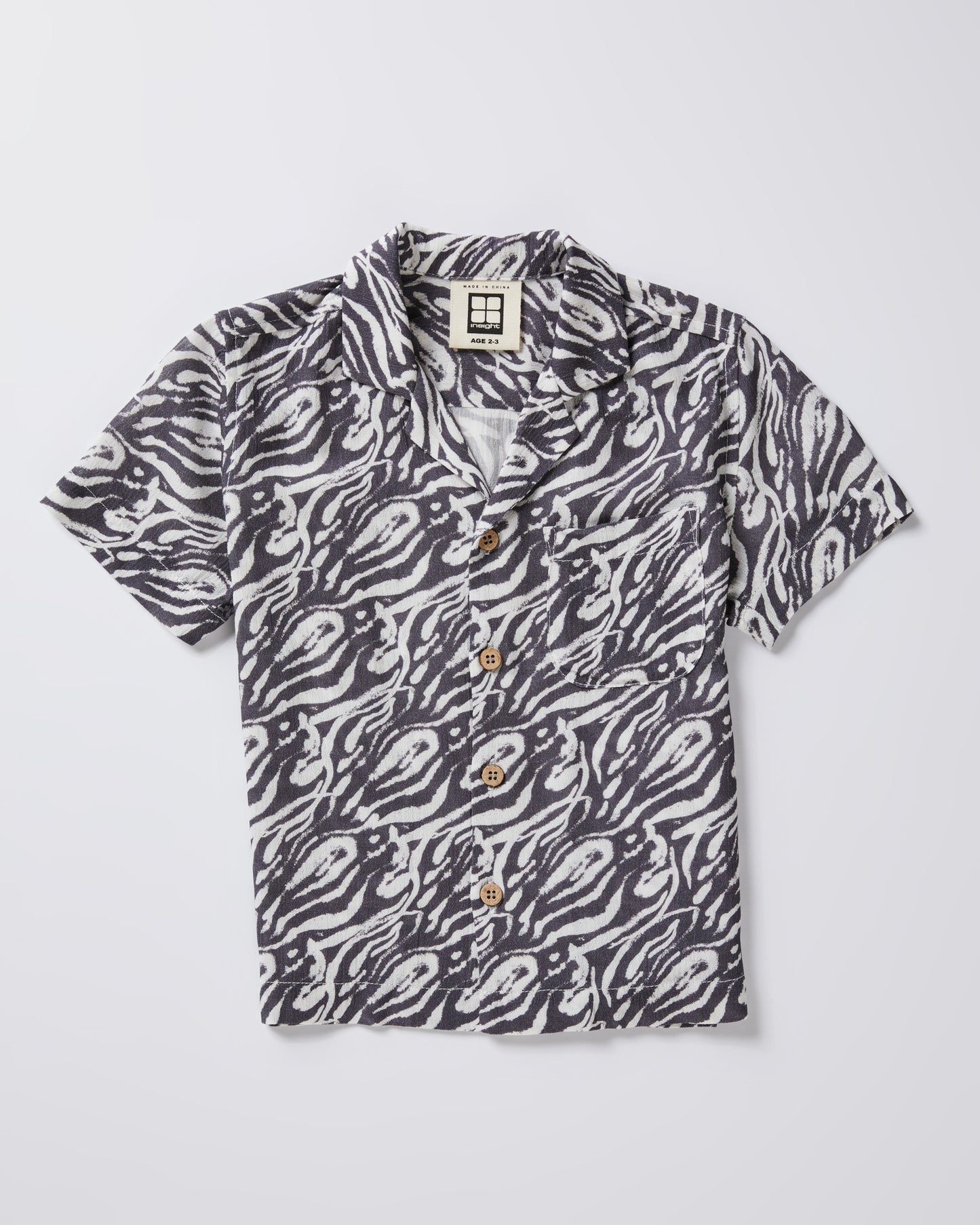 Boys Trackless Short Sleeve Resort Shirt in Black