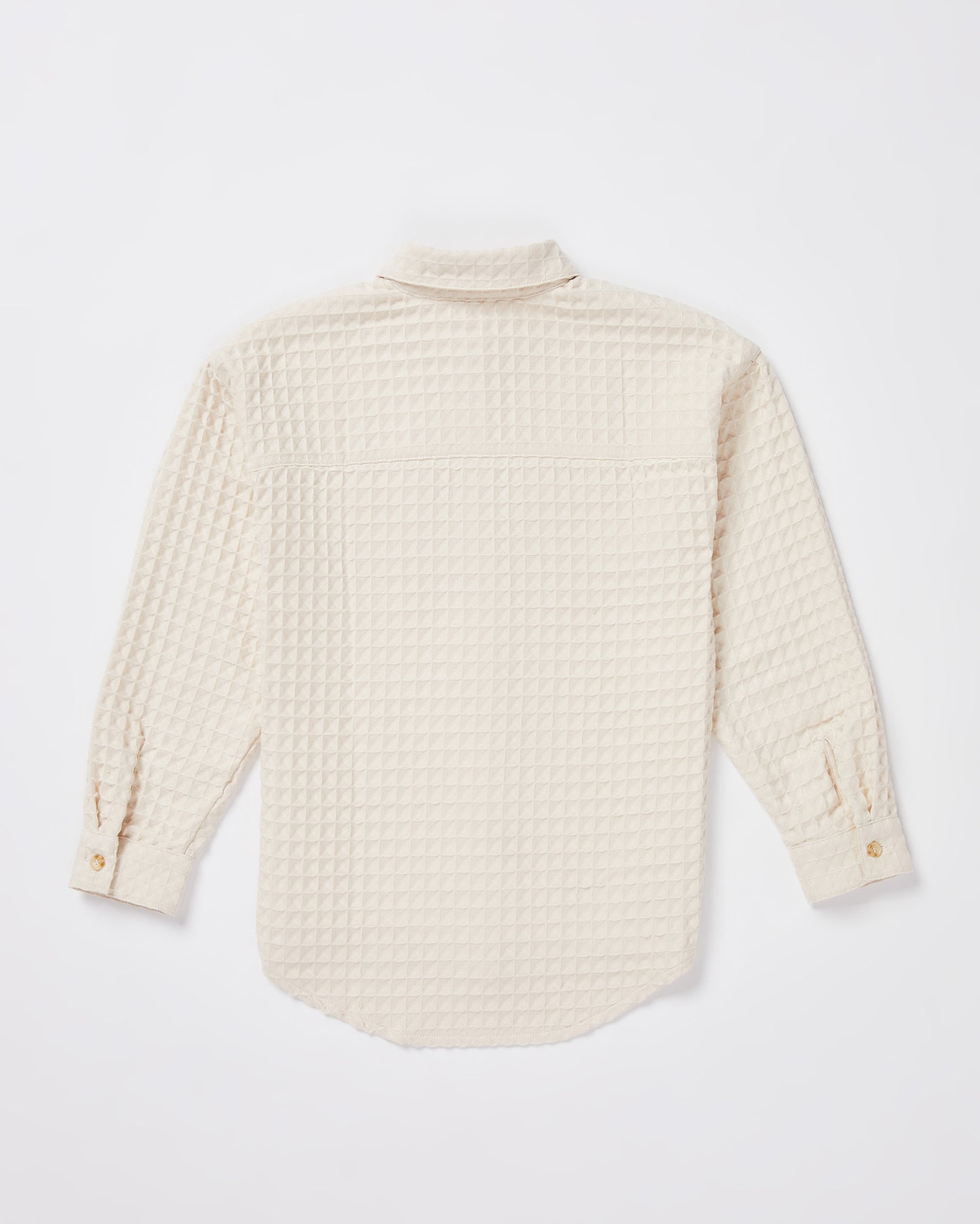 Teen Girls Waffle Long Sleeve Shirt in Coconut