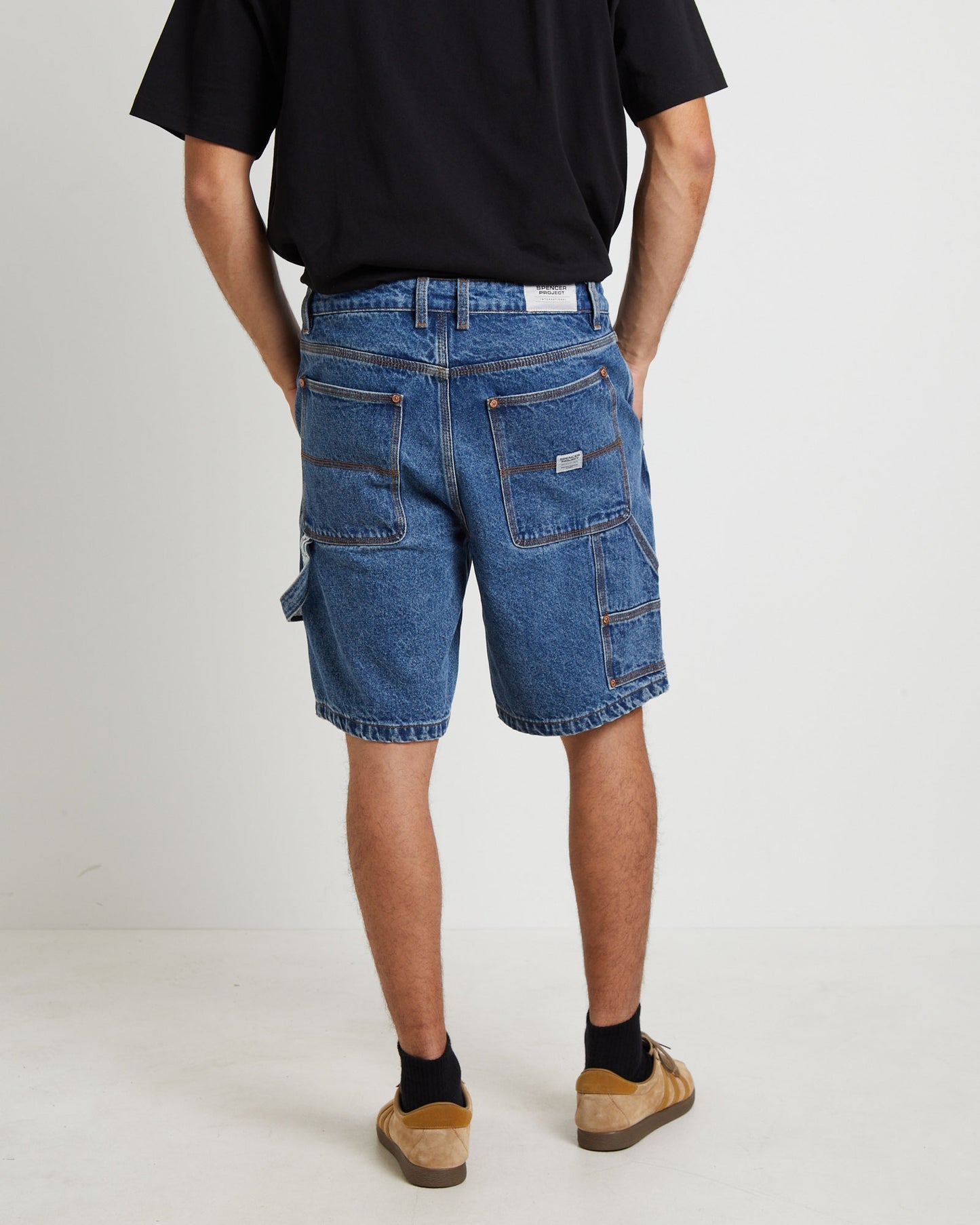 Fitzroy Carpenter Denim Shorts in Midwash Blue