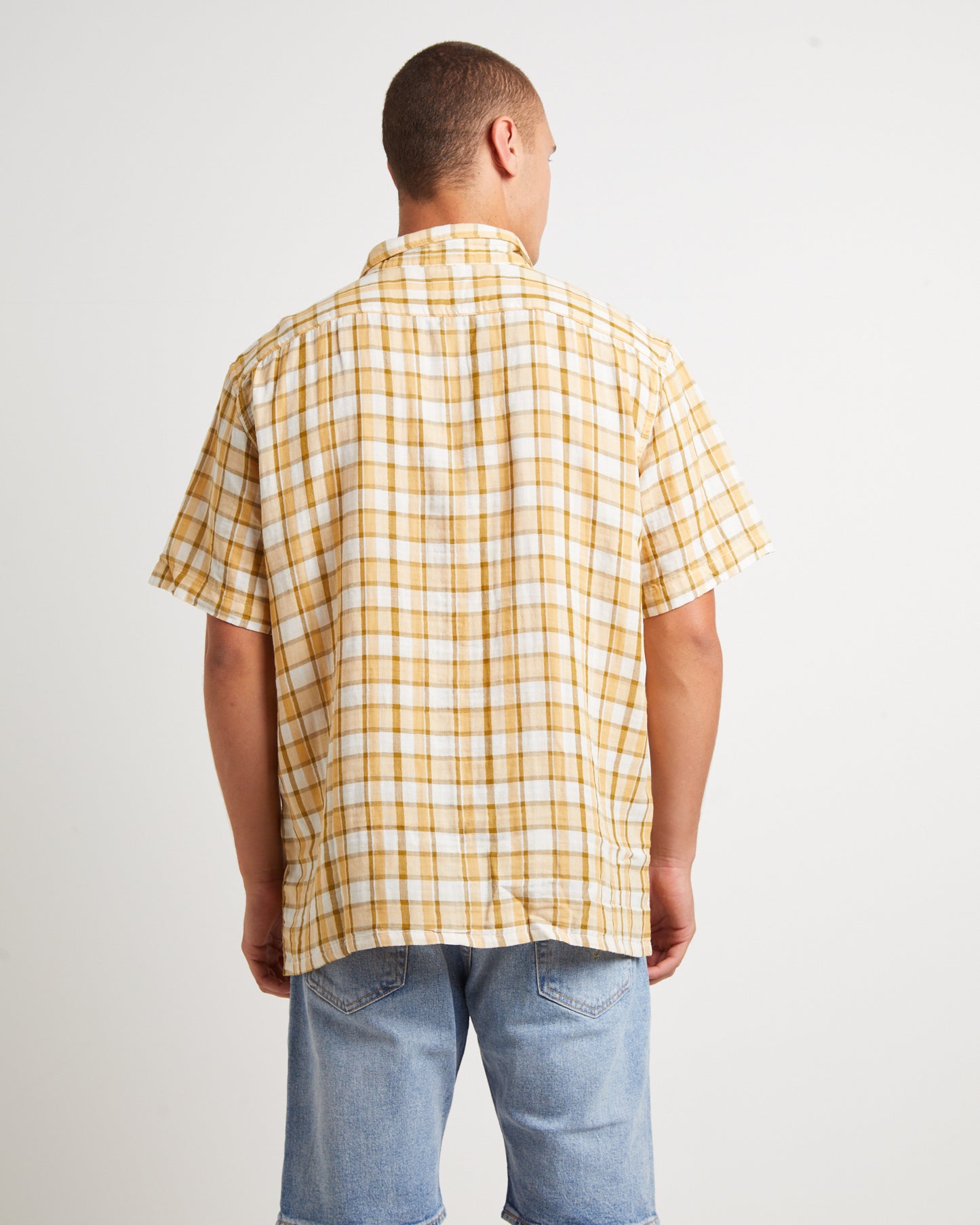The Sunset Camp Short Sleeve Shirt in Bill Plaid Curry