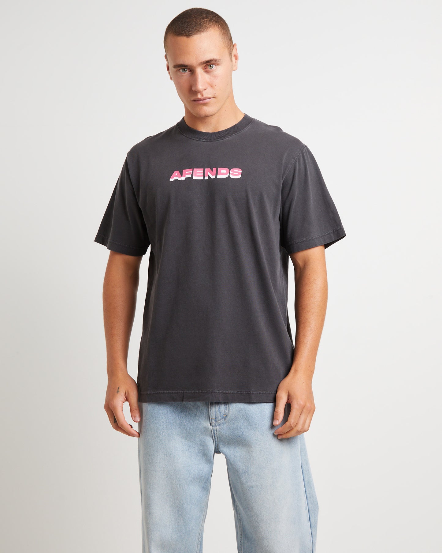 Volcanic Times Recycled Retro Fit T-Shirt in Stone Black