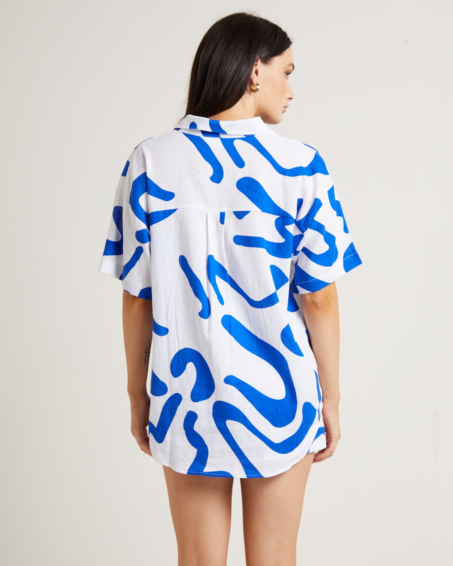 Charlie Swirl Short Sleeve Shirt in Blue