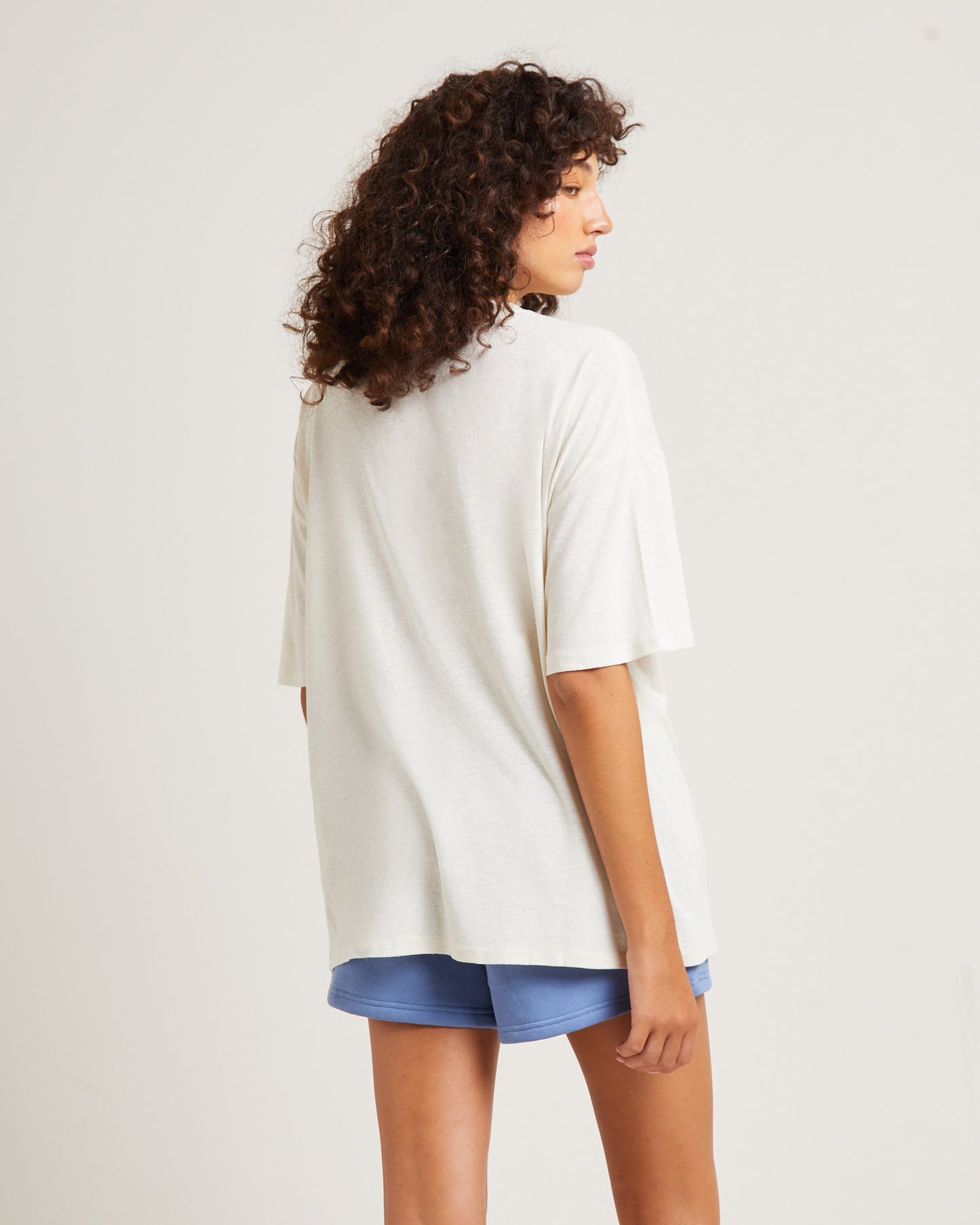 State Linen Oversized T-Shirt in Cream