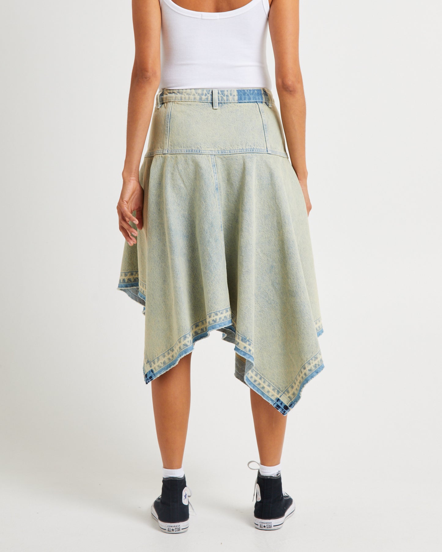 Lopez Handkerchief Hem Denim Skirt