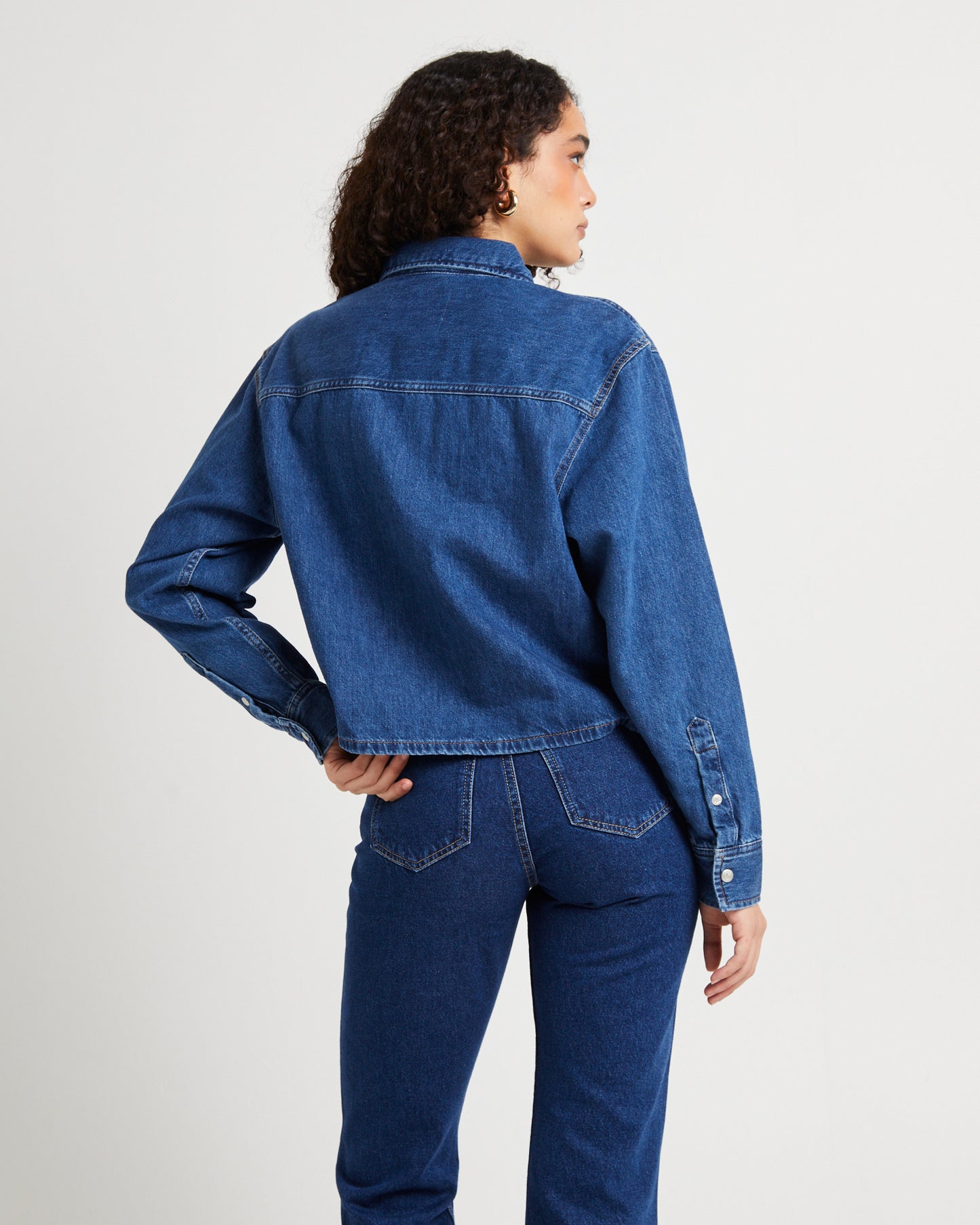 Cropped Dad Denim Shirt