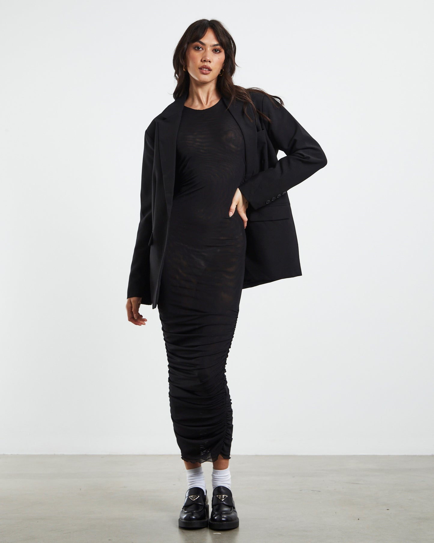 Palamas Mesh Midi Dress Black