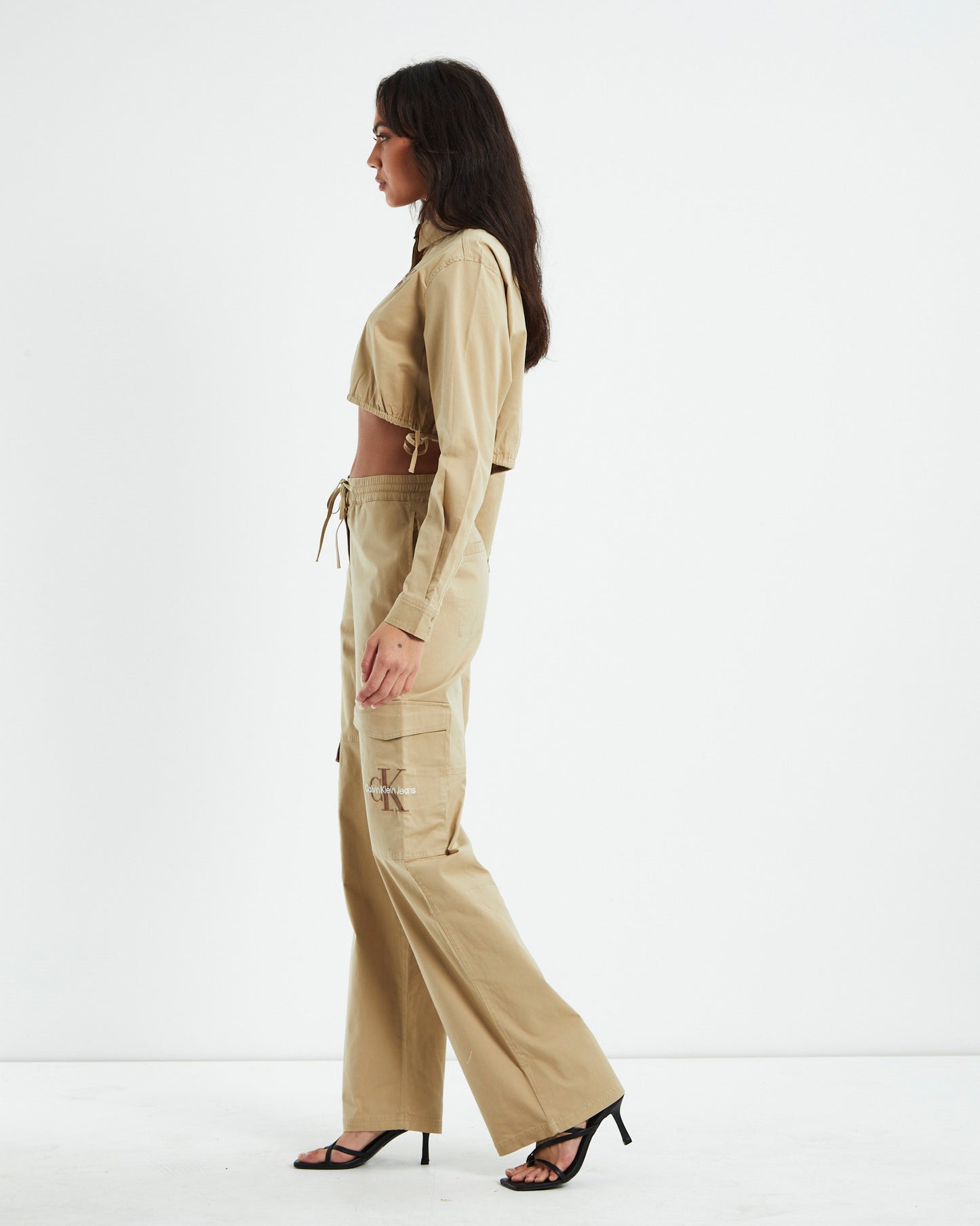 Archival Monologo Cropped Shirt Travertine