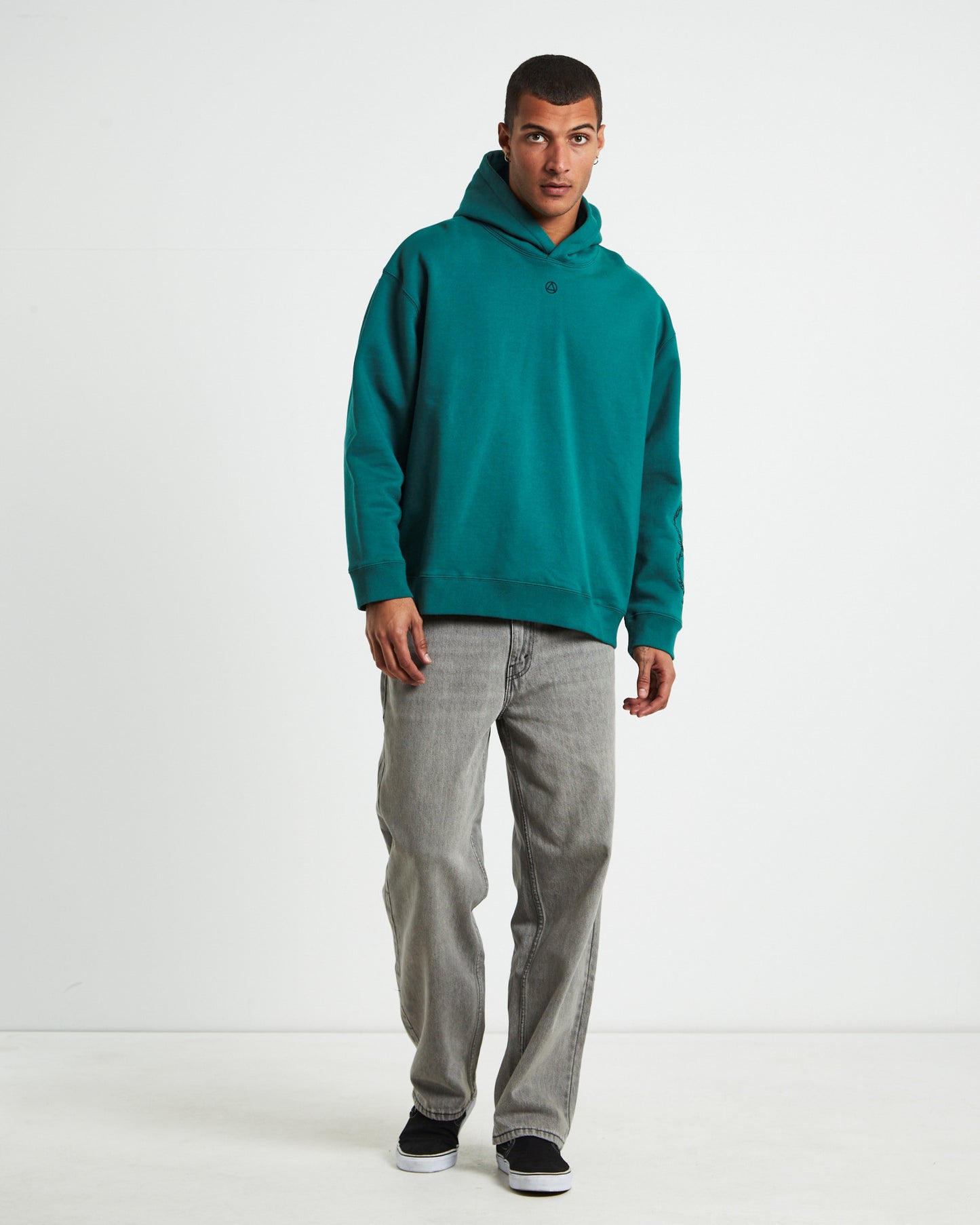 Embroidering Hoodie Pine Green