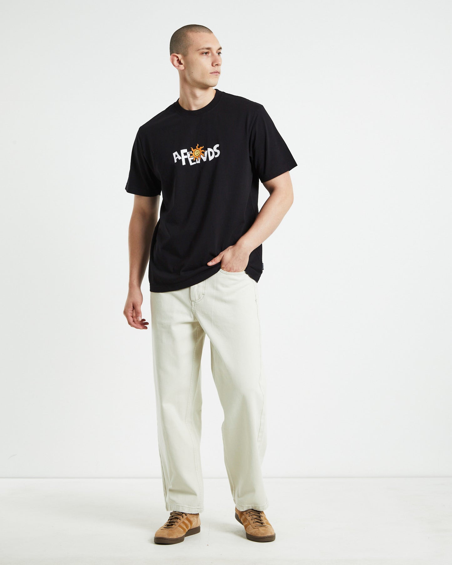 Sunshine Recycled Retro Fit Short Sleeve T-Shirt Black