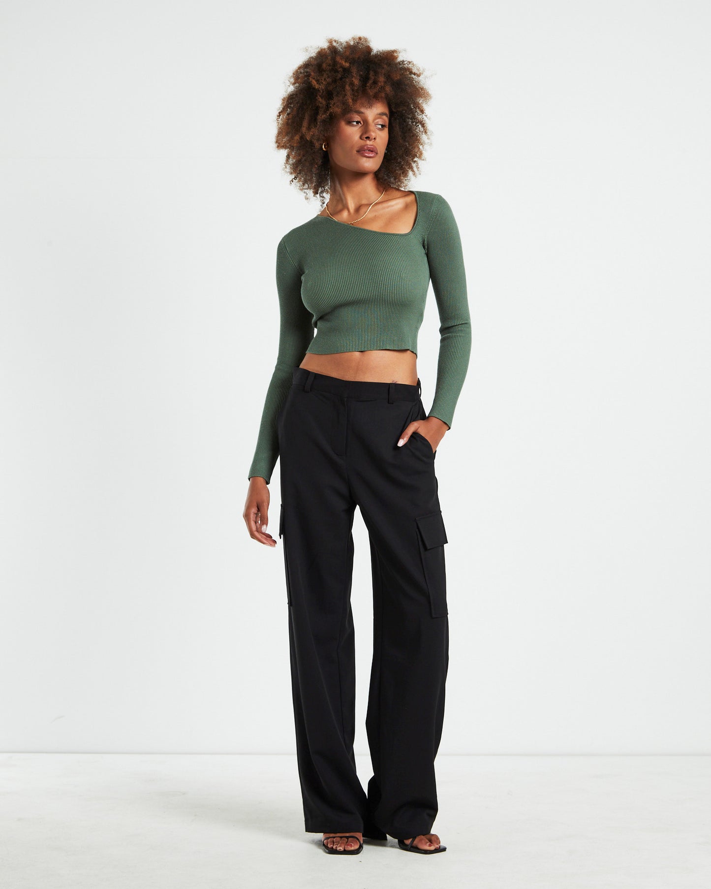 Indy Asymmetric Cut Out Knit Long Sleeve Top