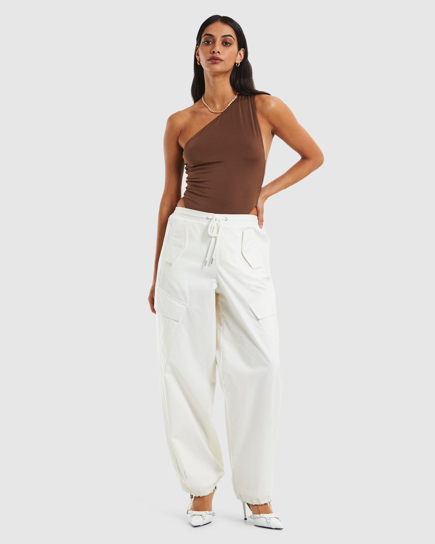 Stevie Slinky Cut Out Bodysuit Chocolate Brown