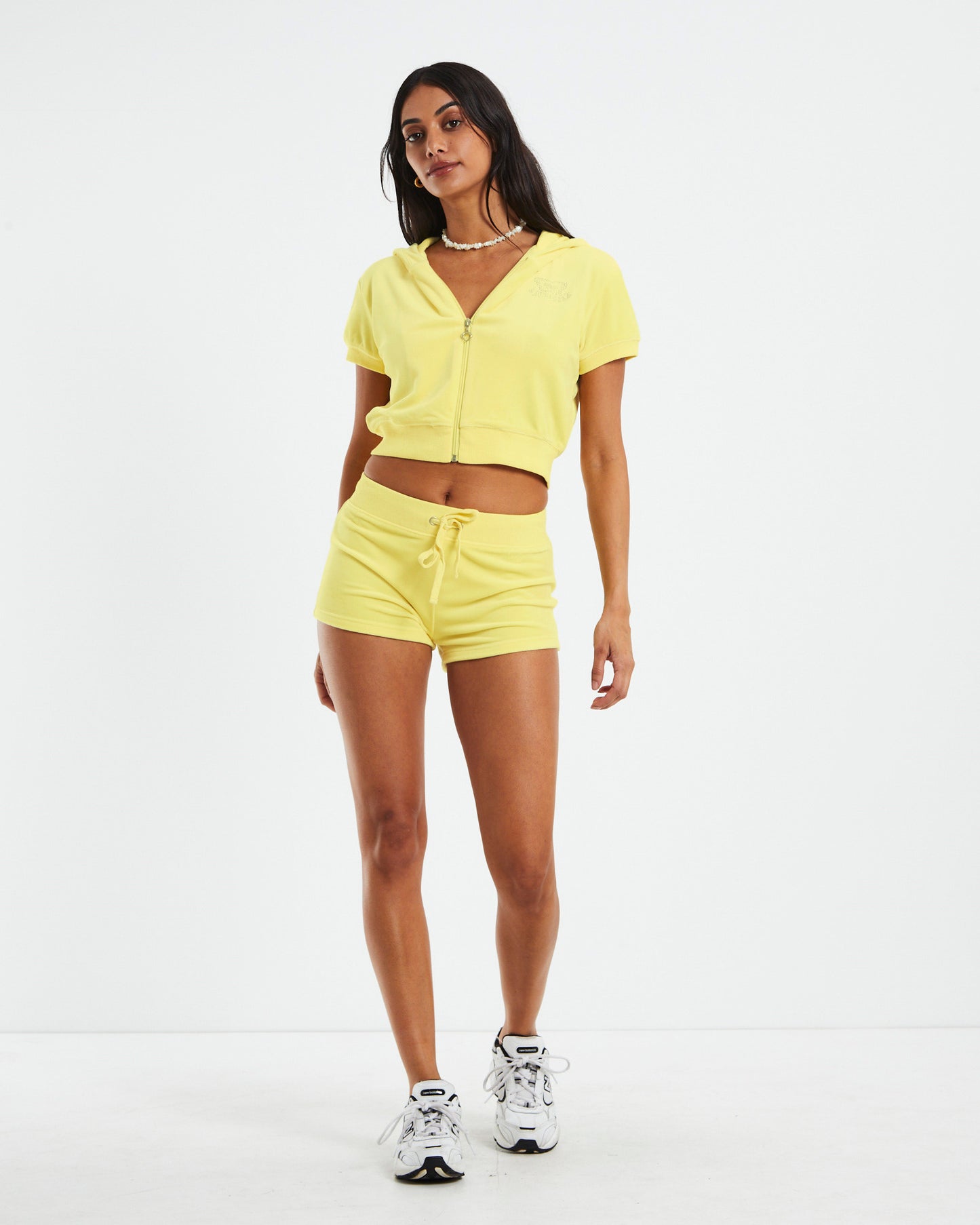 Nostalgic Velour Hot Shorts Yellow