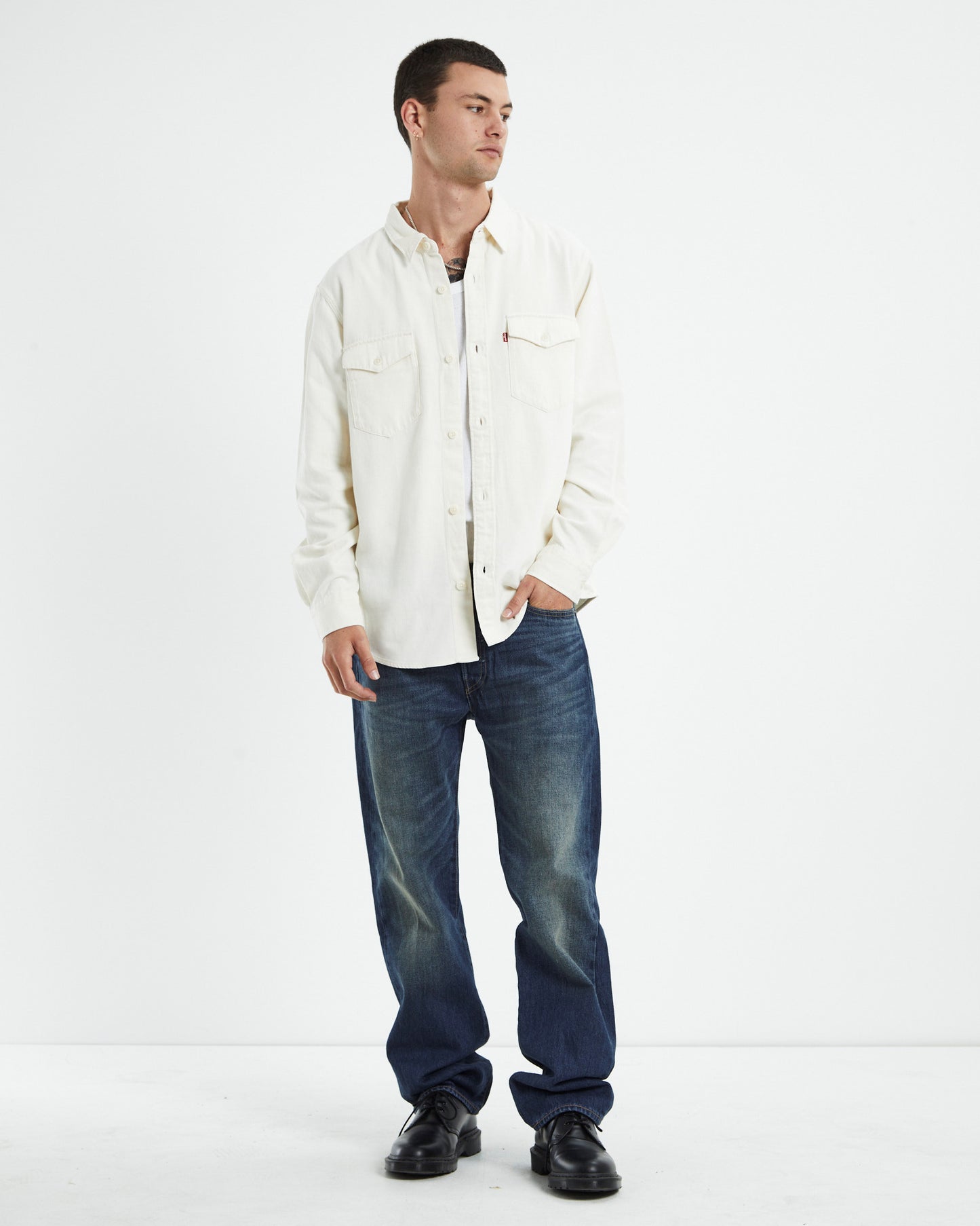 Relaxed Fit Western Shirt Fresh Ecru
