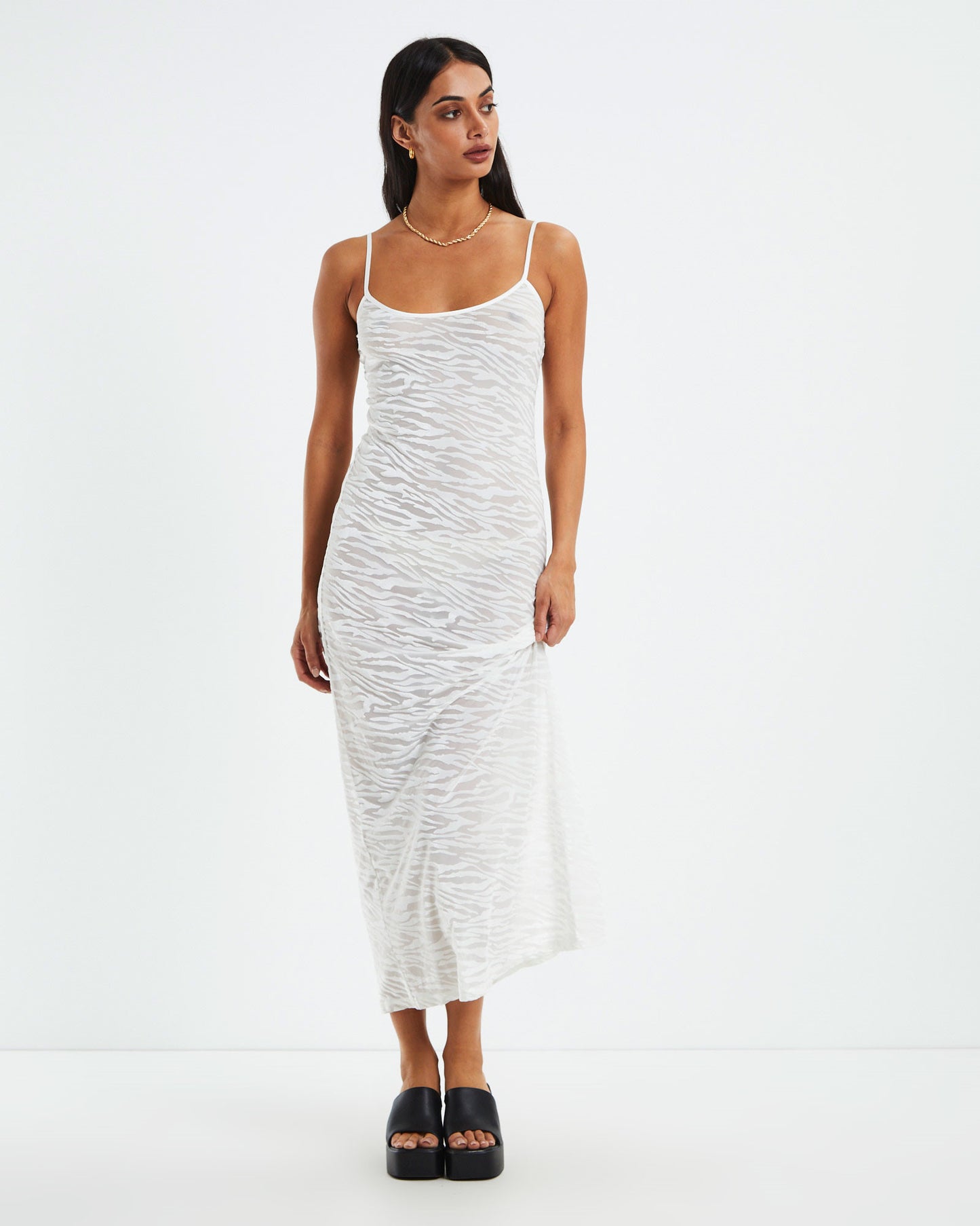 Lottie Mesh Slip Dress White
